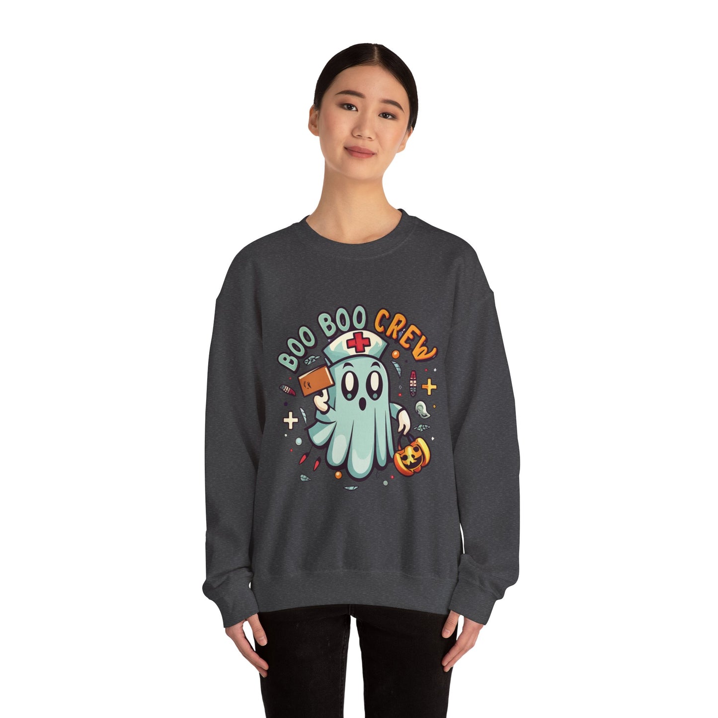 Halloween Ghost Crewneck Sweatshirt, Unisex Sweatshirt, Boo Boo Crew Sweatshirt, Cute Halloween Sweater, Cozy Fall Apparel