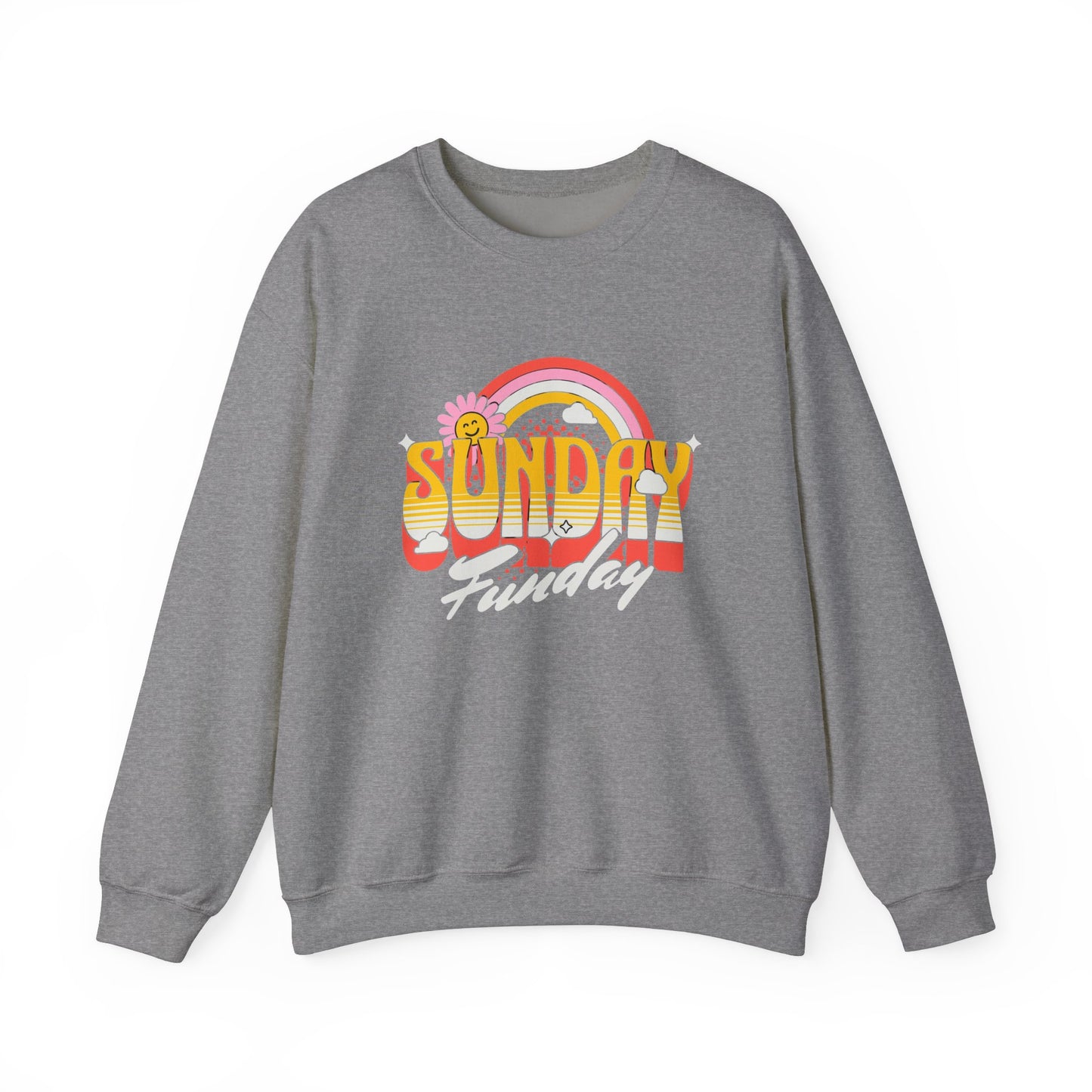 Sunday Funday Unisex Crewneck Sweatshirt - Retro Rainbow Design