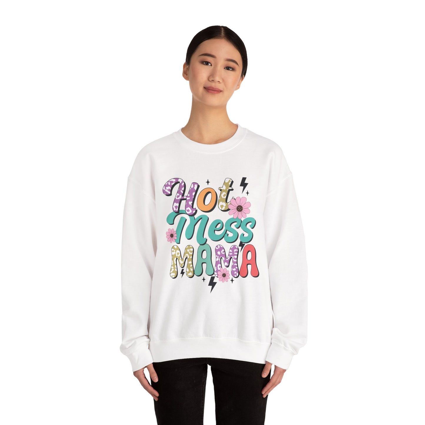 Hot Mess Mama Sweatshirt | Cozy Gift for Moms | Fun and Stylish Crewneck | Perfect for Casual Wear, Birthdays, Mother’s Day, Celebrations
