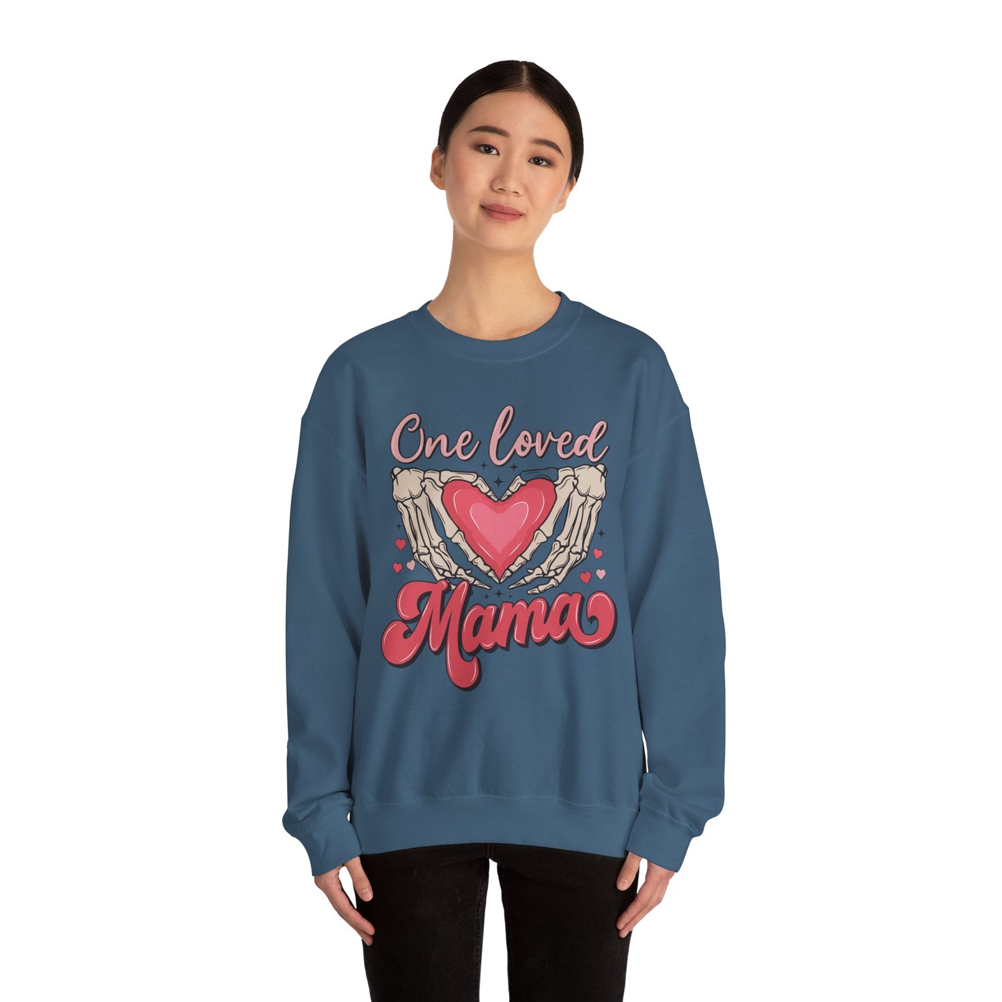 One Loved Mama Crewneck Sweatshirt, Perfect Gift for Moms, Cozy Layer for Birthdays, Mother's Day, Heartfelt Gift Idea