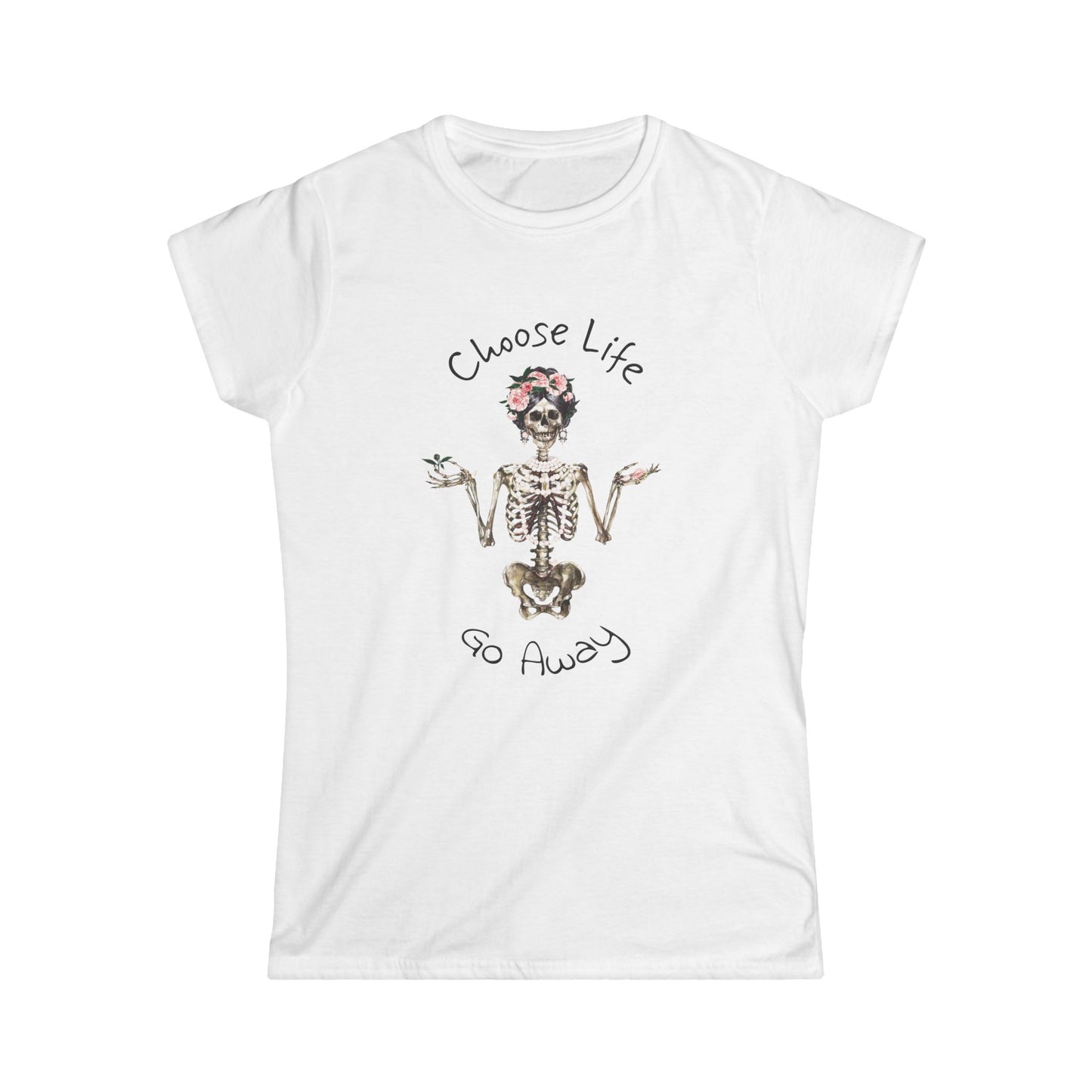 Choose Life Women's Softstyle Tee - Fun Skeleton Graphic Tee for Unique Style
