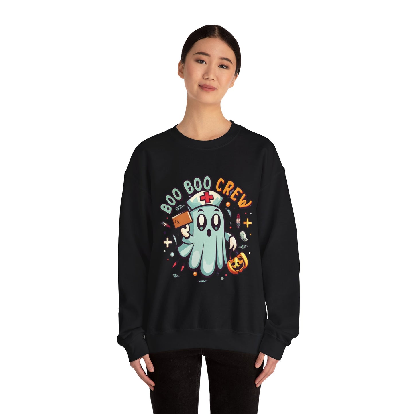 Halloween Ghost Crewneck Sweatshirt, Unisex Sweatshirt, Boo Boo Crew Sweatshirt, Cute Halloween Sweater, Cozy Fall Apparel