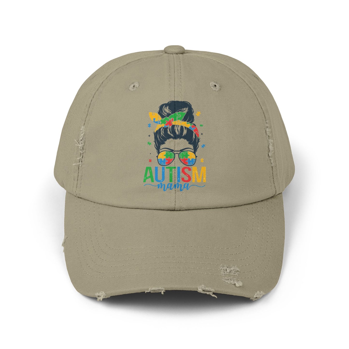 Autism Mama Distressed Cap - Stylish Supportive Hat for Moms