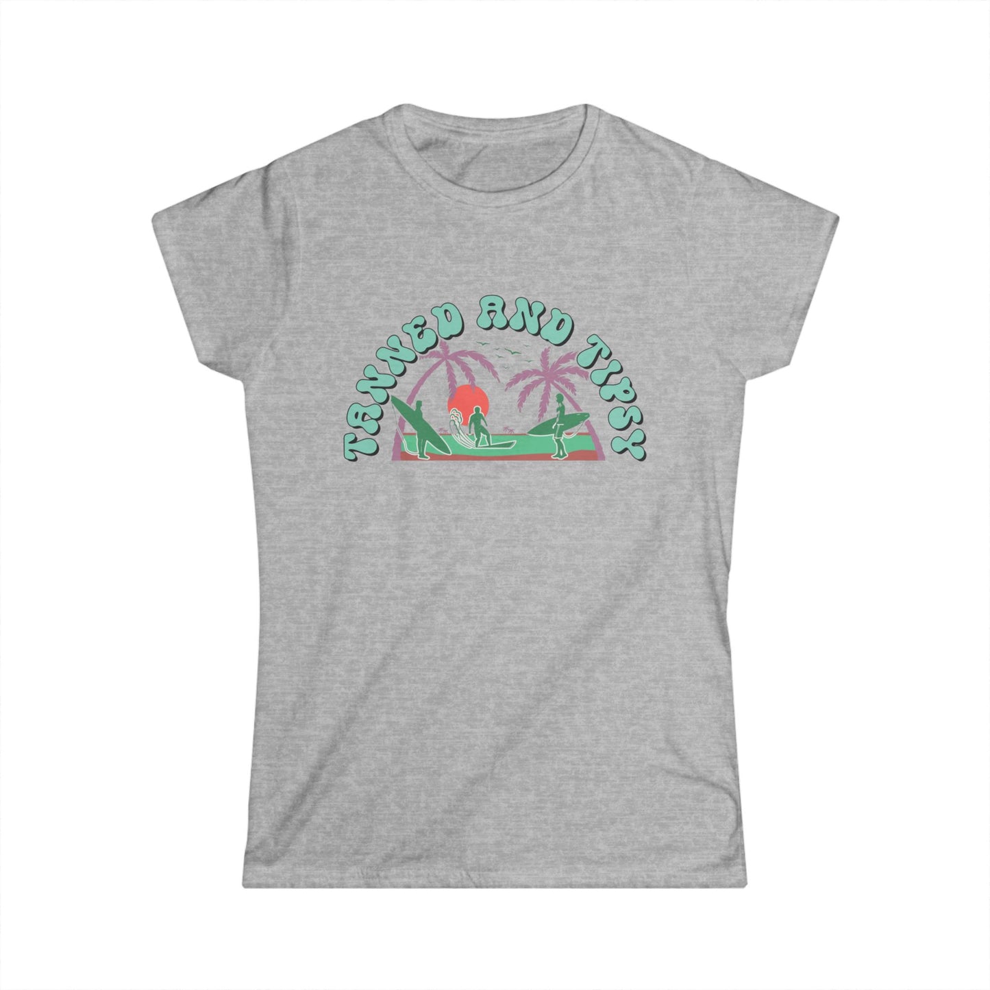 Tropical Vibes Tee - "Tanned and Tipsy" Women's Softstyle Shirt, Summer Casual Wear, Vacation Essentials, Gift for Her, Beach Day Top