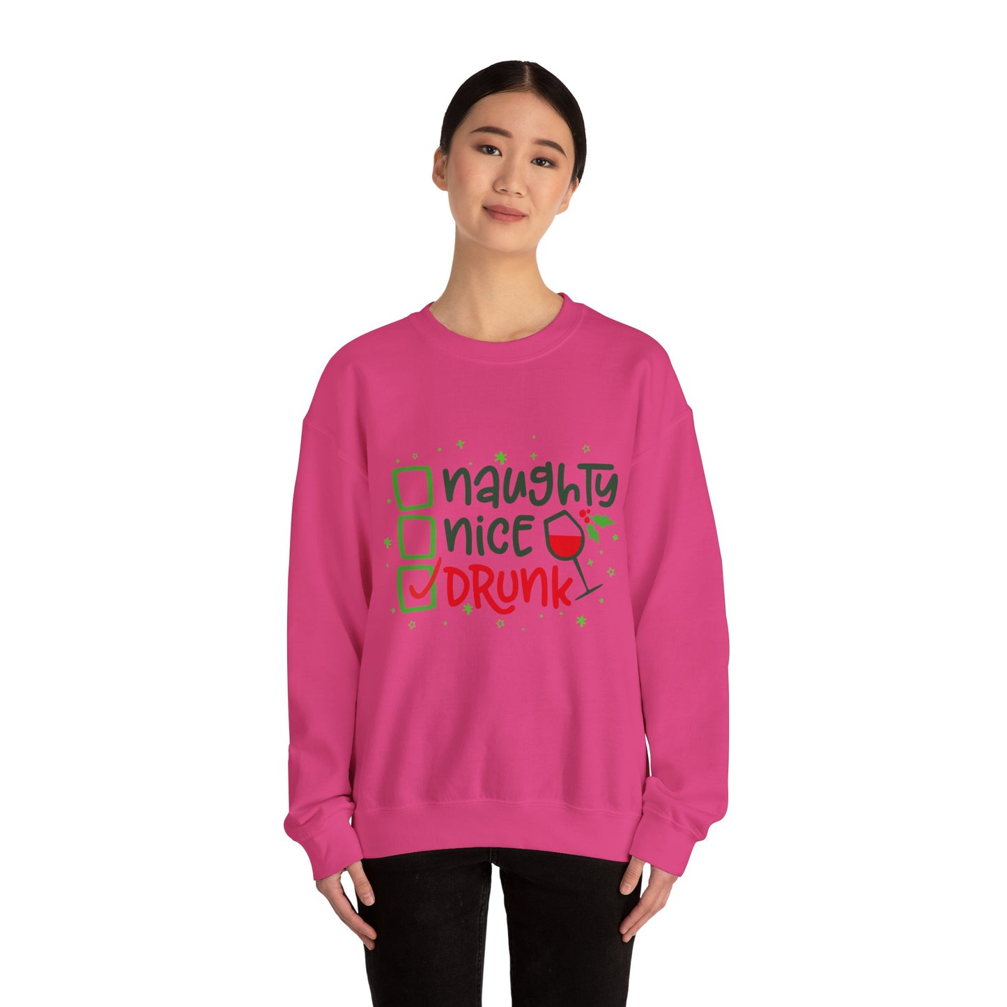 Naughty Nice Drunk Sweatshirt - Unisex Holiday Crewneck