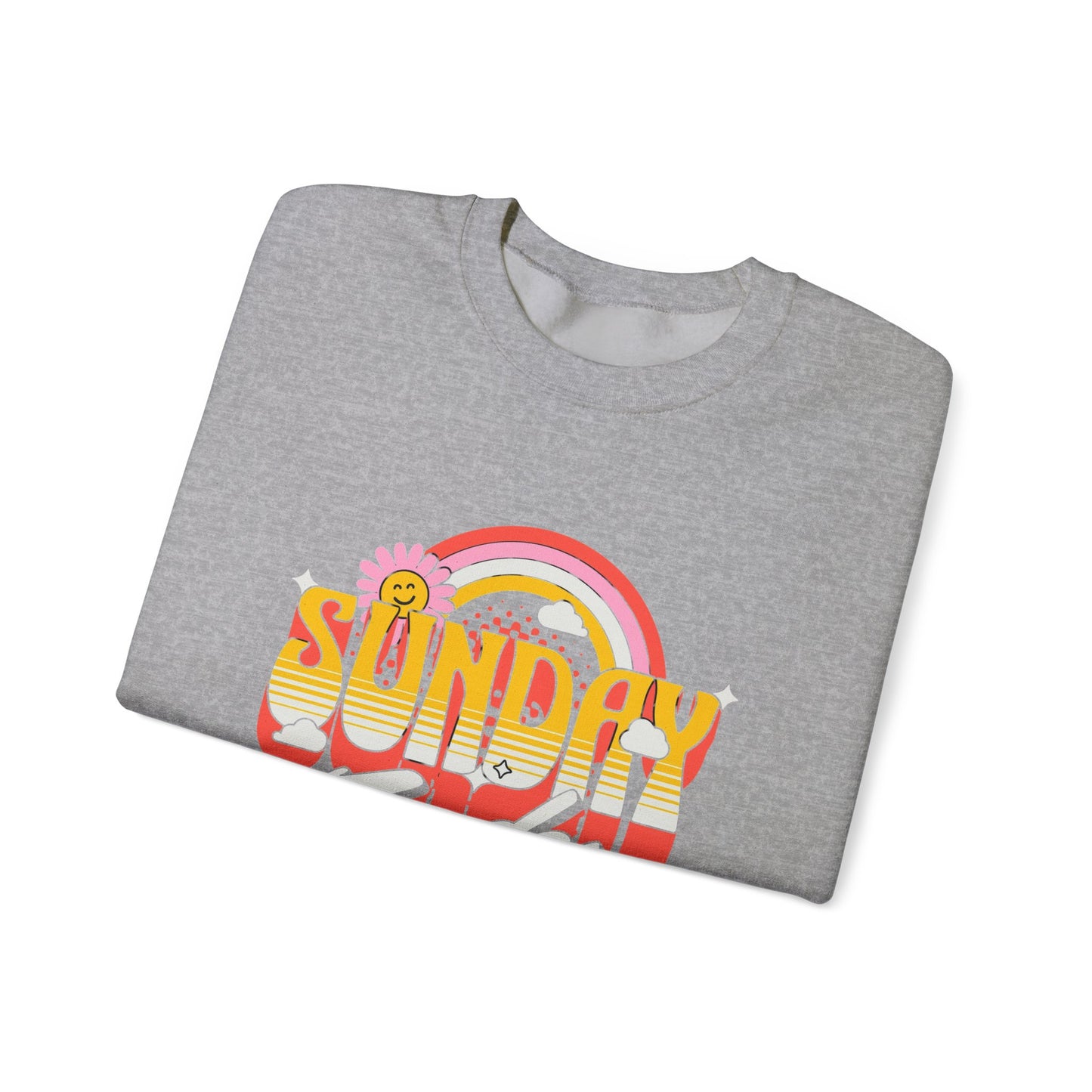Sunday Funday Unisex Crewneck Sweatshirt - Retro Rainbow Design