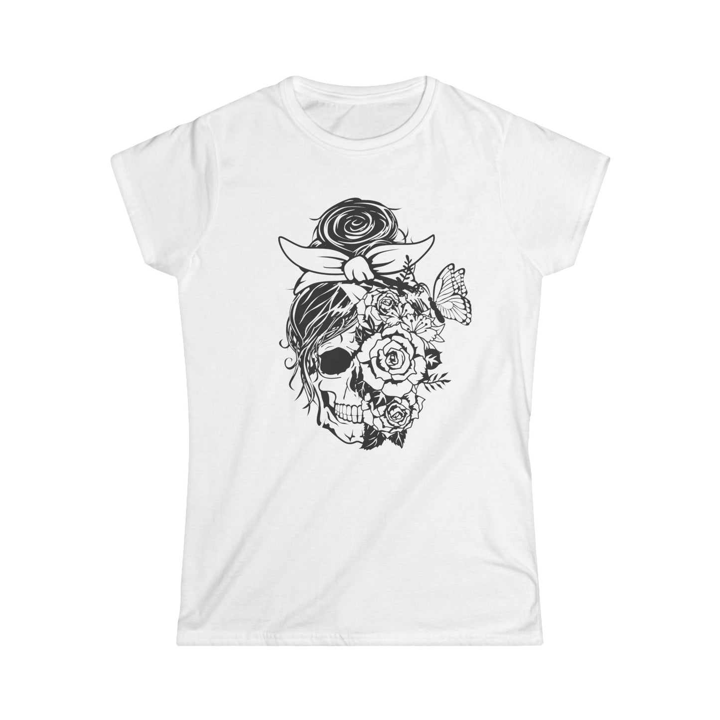 Floral Skull Women's Tee - Boho Chic Graphic T-Shirt for Everyday Style