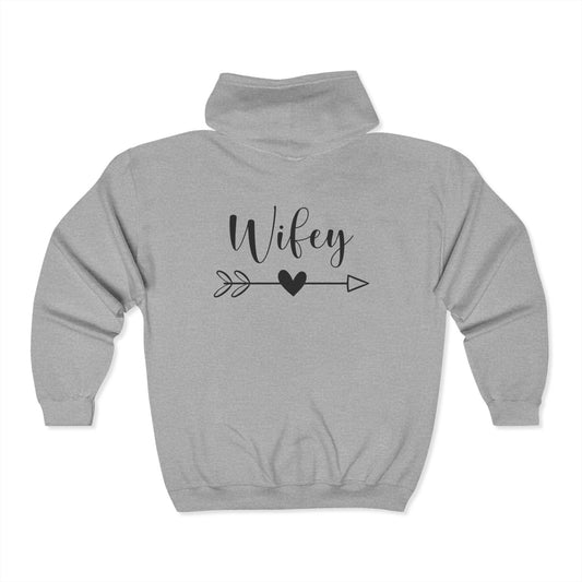 Wifey Full Zip Sweatshirt, Cozy Sweatshirt for Couples, Gift for Her, Valentine's Day, Anniversary Gift, Casual Style
