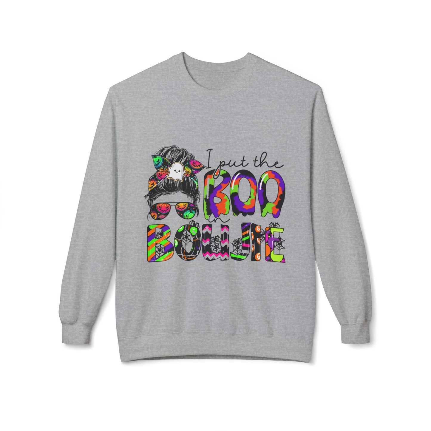 Boho-Inspired Fleece Crewneck Sweatshirt - "I Put the Boo in Boogie"