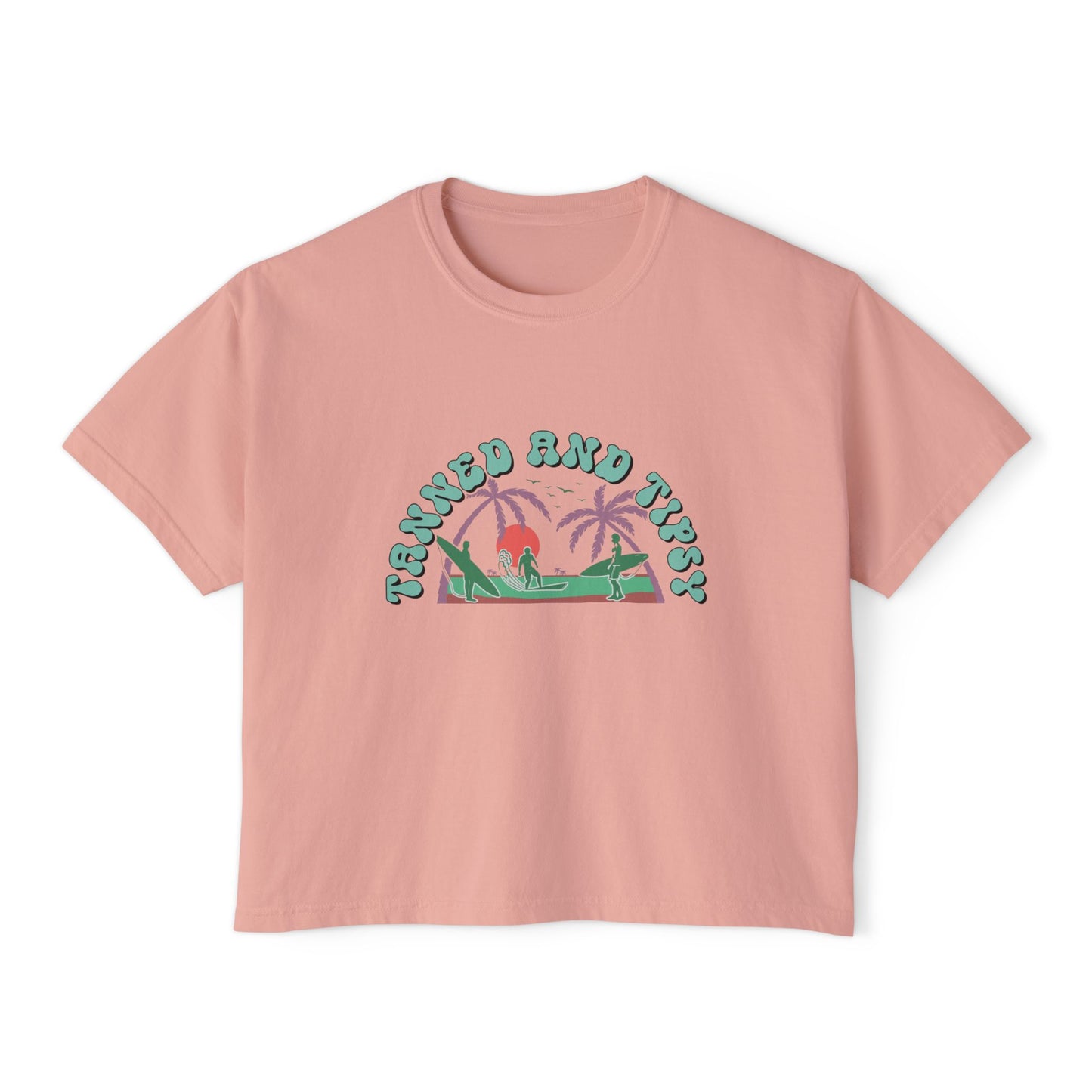 Tropical Vibes Women's Boxy Tee, Relaxed Summer Apparel, Beach Day T-Shirt, Casual Summer Style, Gift for Vacation Lovers