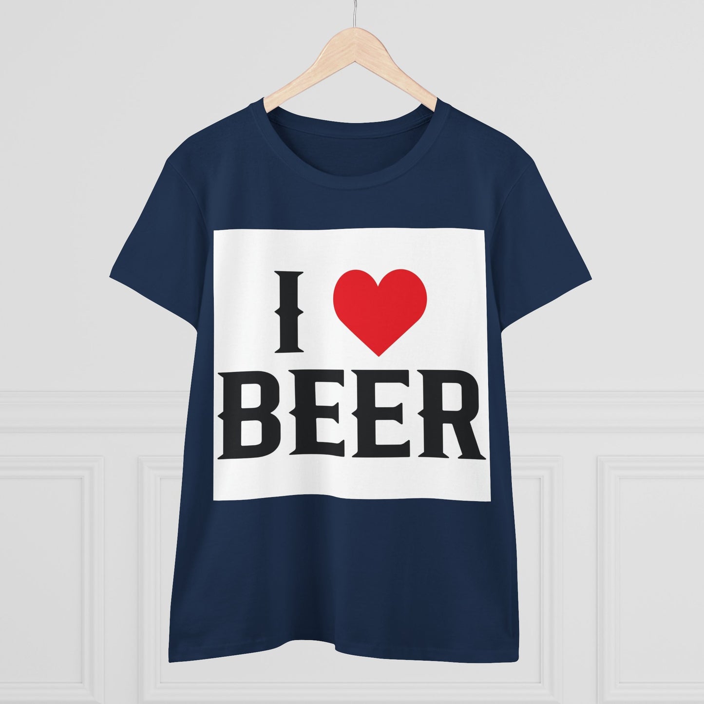 I Love Beer Women's Midweight Cotton Tee, Beer Lover Shirt, Gift for Beer Enthusiasts, Casual Everyday Wear, Fun Party Tee