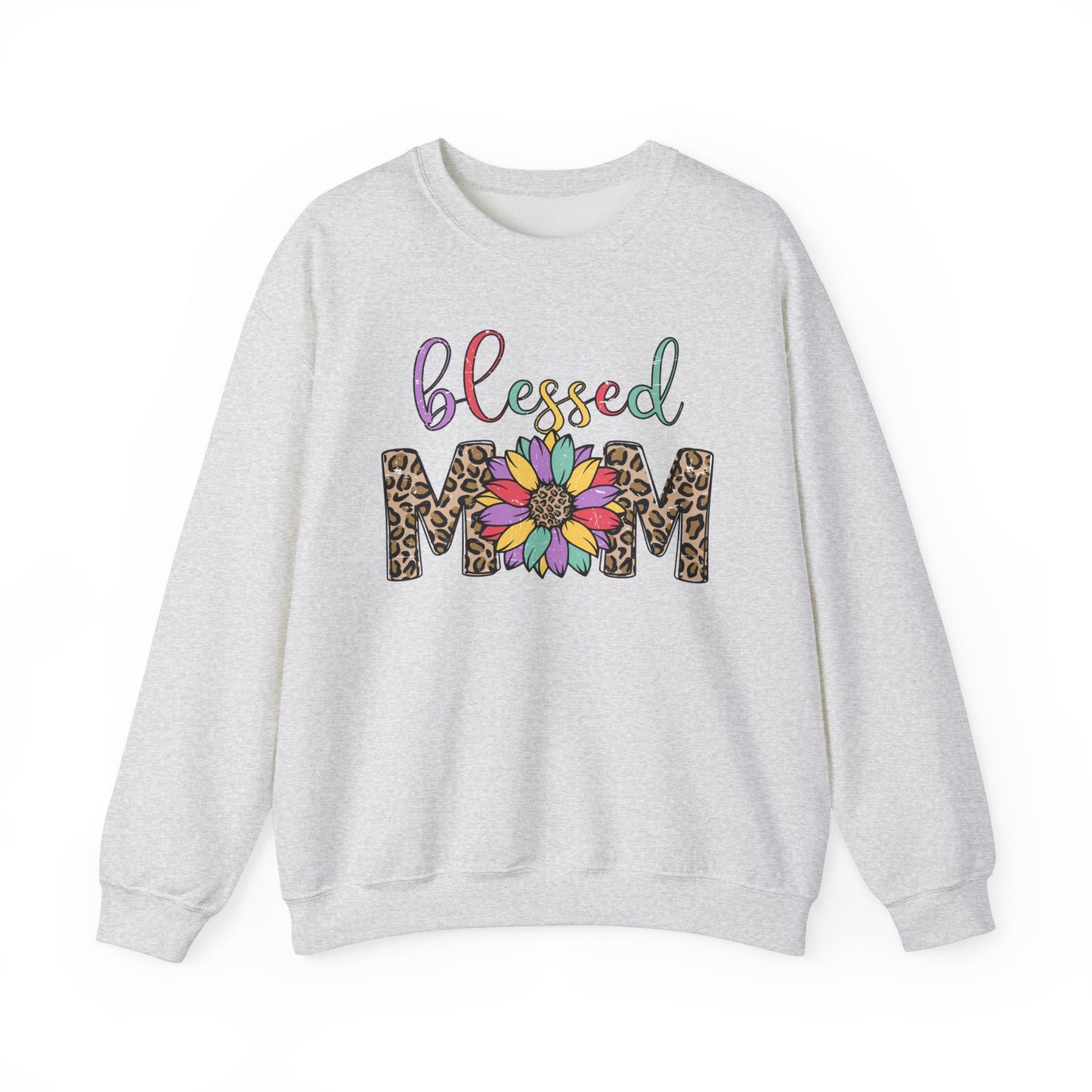 Blessed Mom Leopard Floral Crewneck Sweatshirt