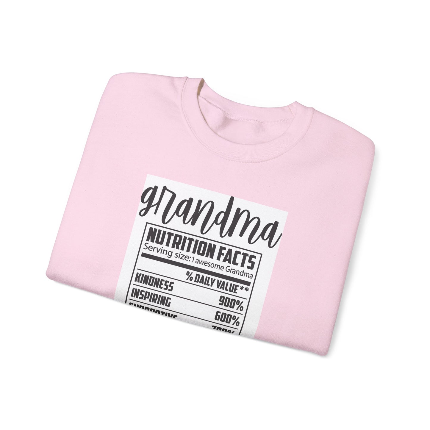 Grandma Nutrition Facts Sweatshirt - Cozy Unisex Crewneck for Family Celebrations