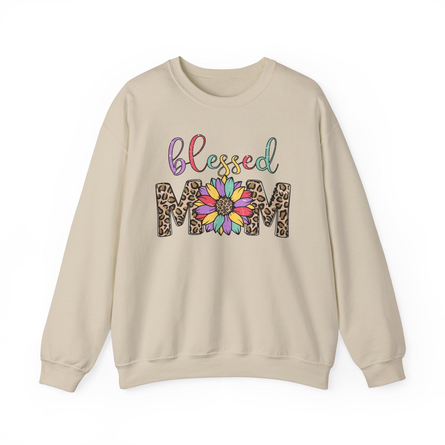 Blessed Mom Leopard Floral Crewneck Sweatshirt