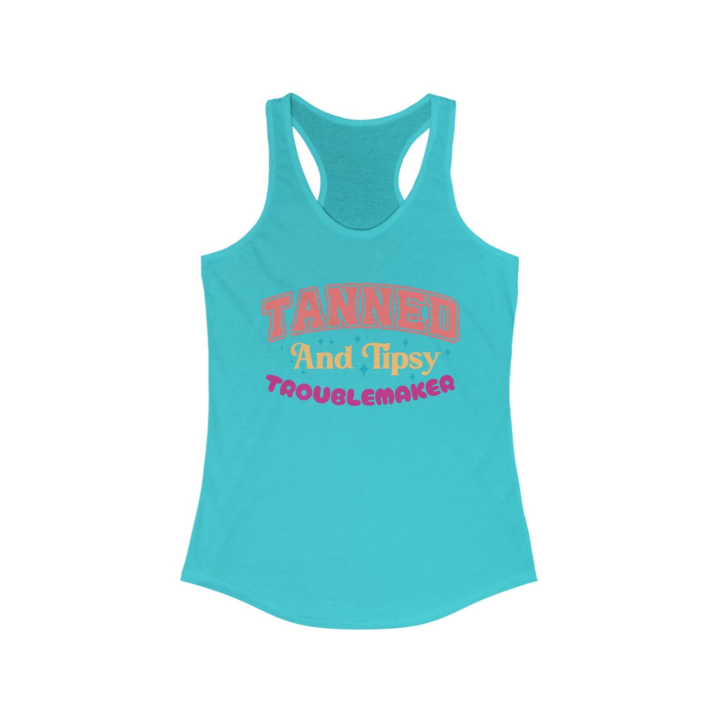 Party-Ready Women's Tank Top: 'Tanned and Tipsy Troublemaker', Summer Vibe, Vacation Tee, Pool Party Apparel, Fun Gifts