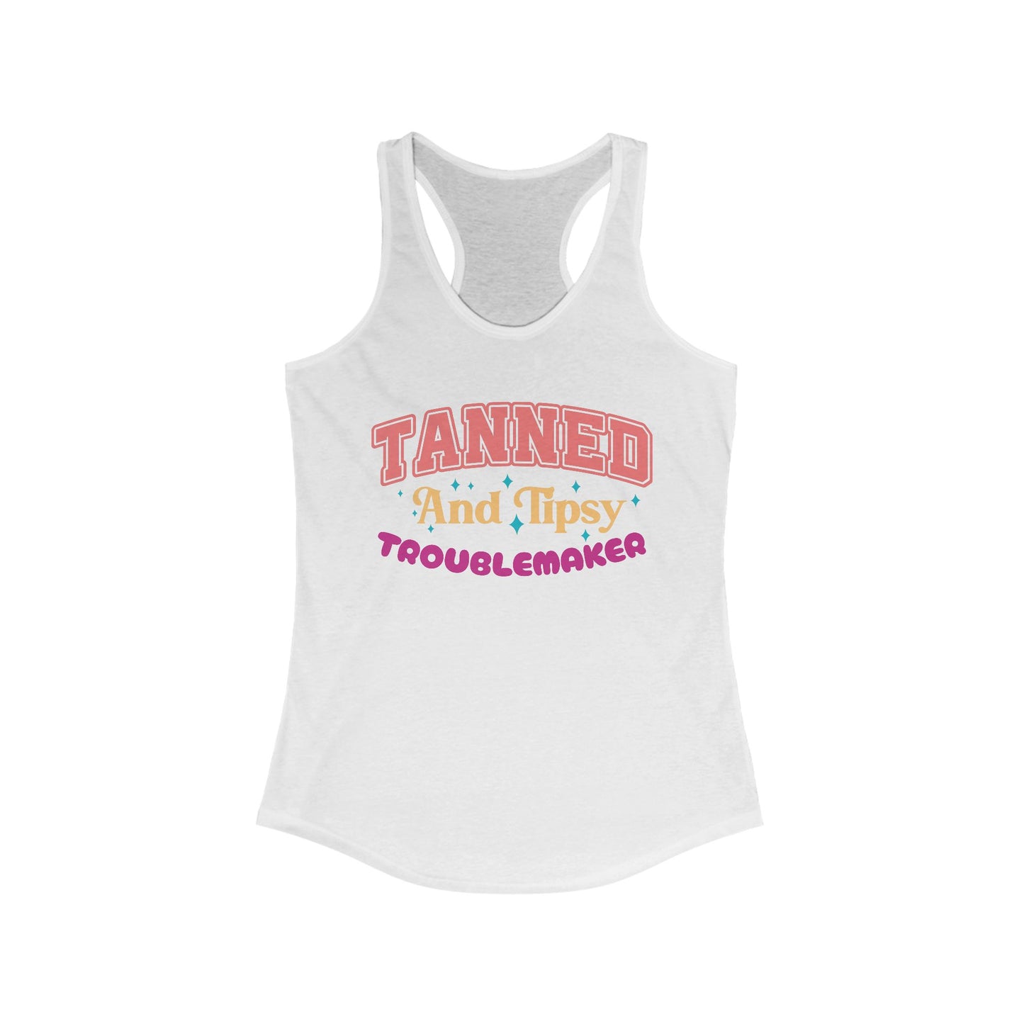 Party-Ready Women's Tank Top: 'Tanned and Tipsy Troublemaker', Summer Vibe, Vacation Tee, Pool Party Apparel, Fun Gifts