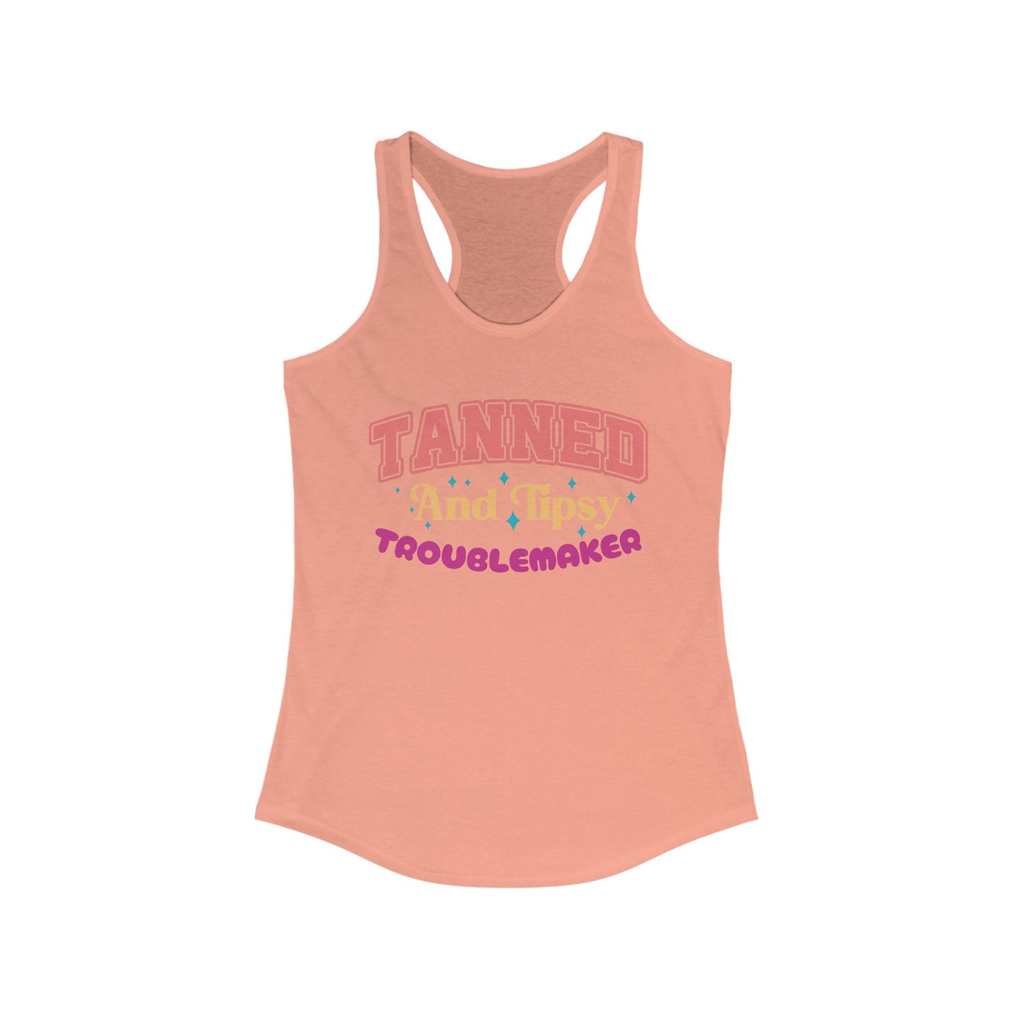 Party-Ready Women's Tank Top: 'Tanned and Tipsy Troublemaker', Summer Vibe, Vacation Tee, Pool Party Apparel, Fun Gifts
