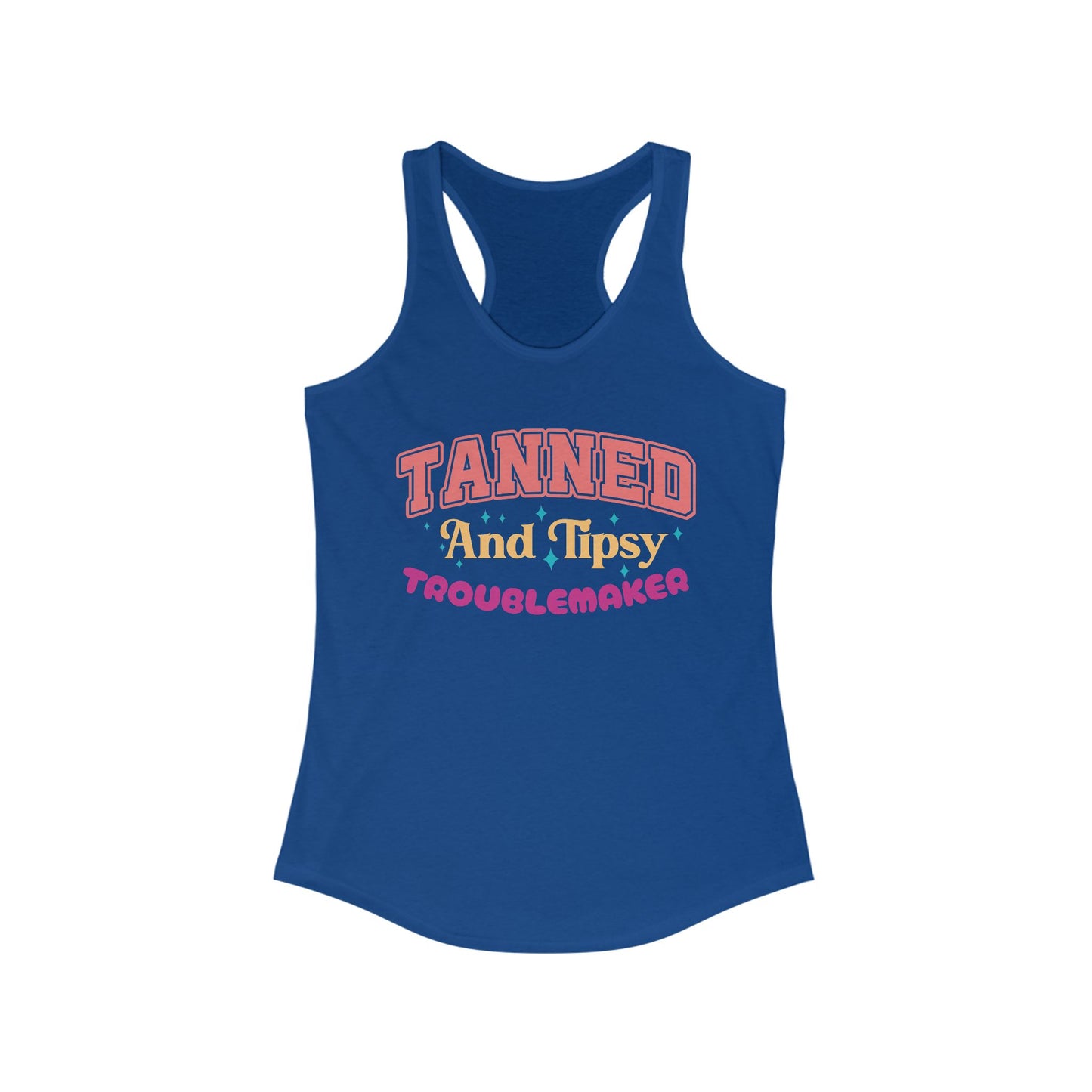 Party-Ready Women's Tank Top: 'Tanned and Tipsy Troublemaker', Summer Vibe, Vacation Tee, Pool Party Apparel, Fun Gifts