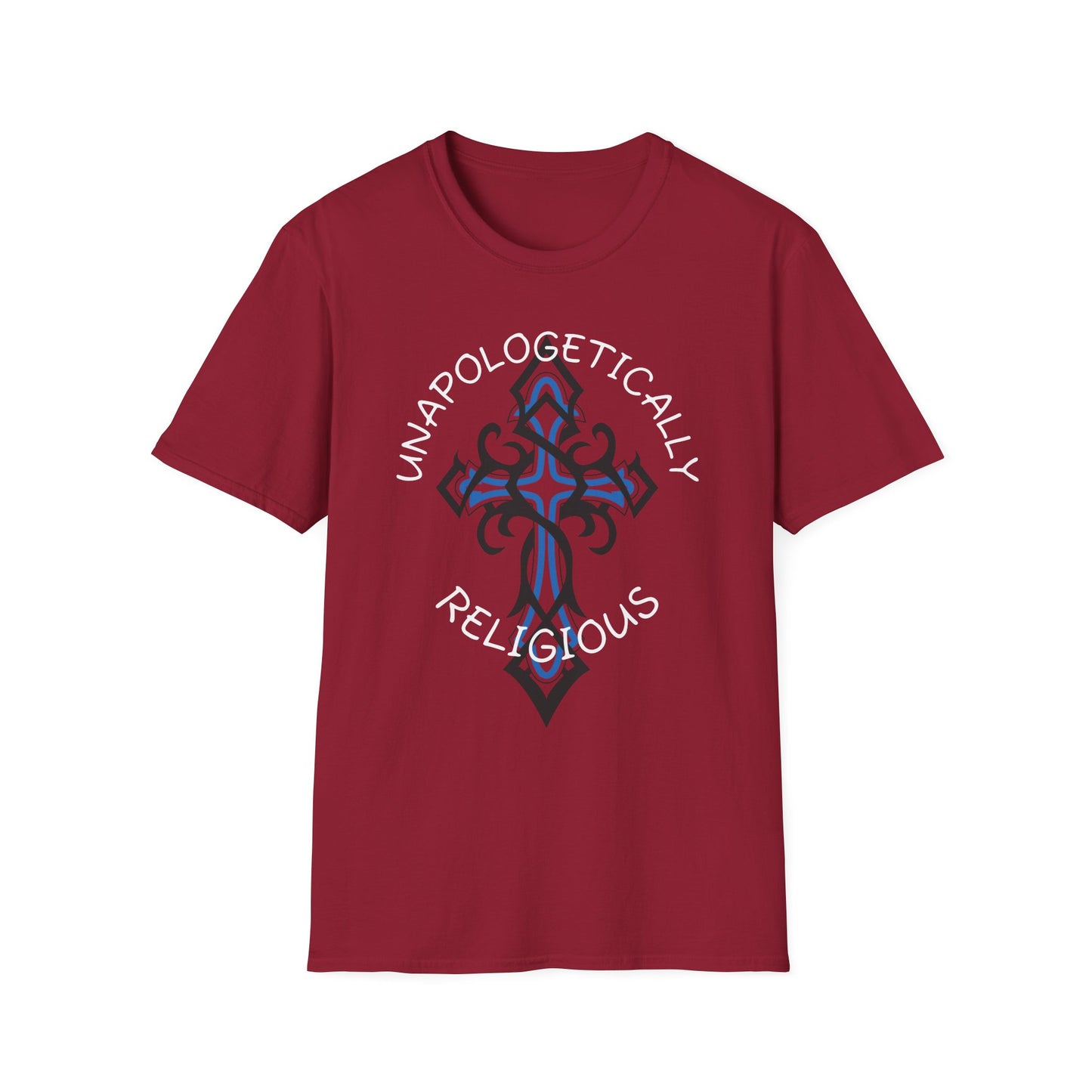 Ornate Cross Unisex Softstyle T-Shirt, Spiritual Tee, Religious Gift, Casual Wear, Unique Graphic Top