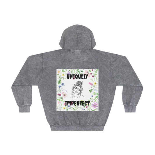 Unisex Mineral Wash Hoodie - Uniquely Imperfect Floral Design