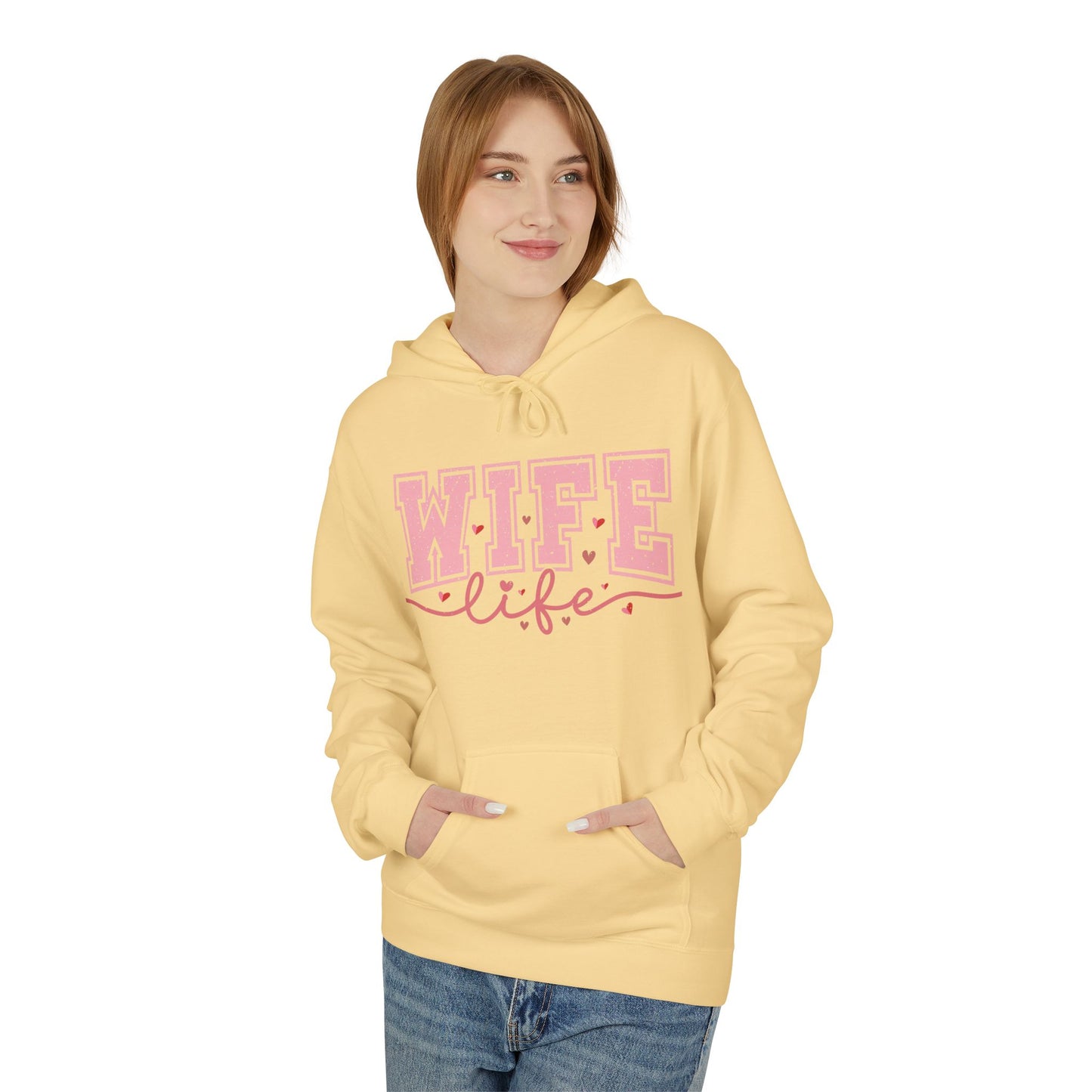 Wife Life Unisex Softstyle Fleece Hoodie | Cozy Gift for Her