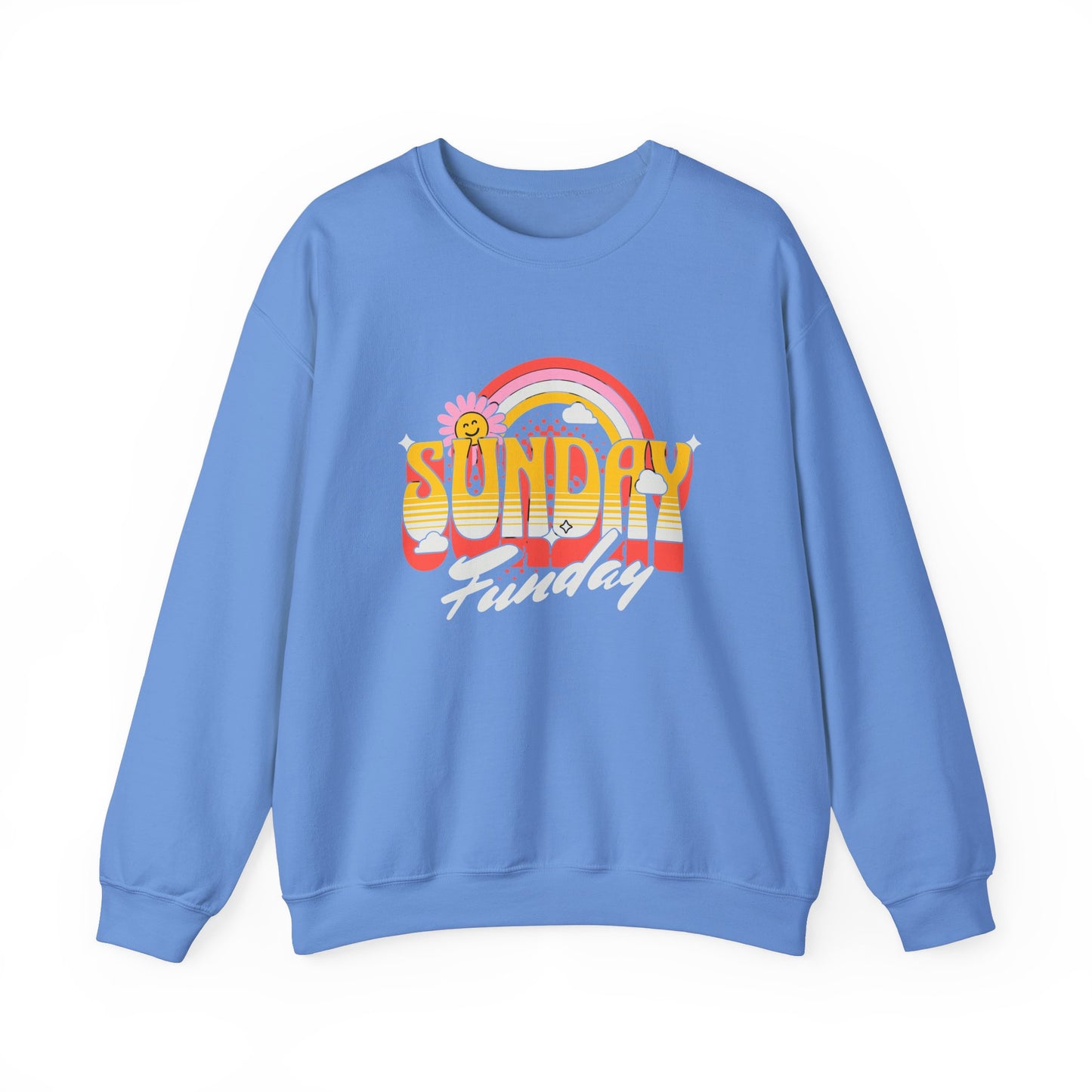 Sunday Funday Unisex Crewneck Sweatshirt - Retro Rainbow Design