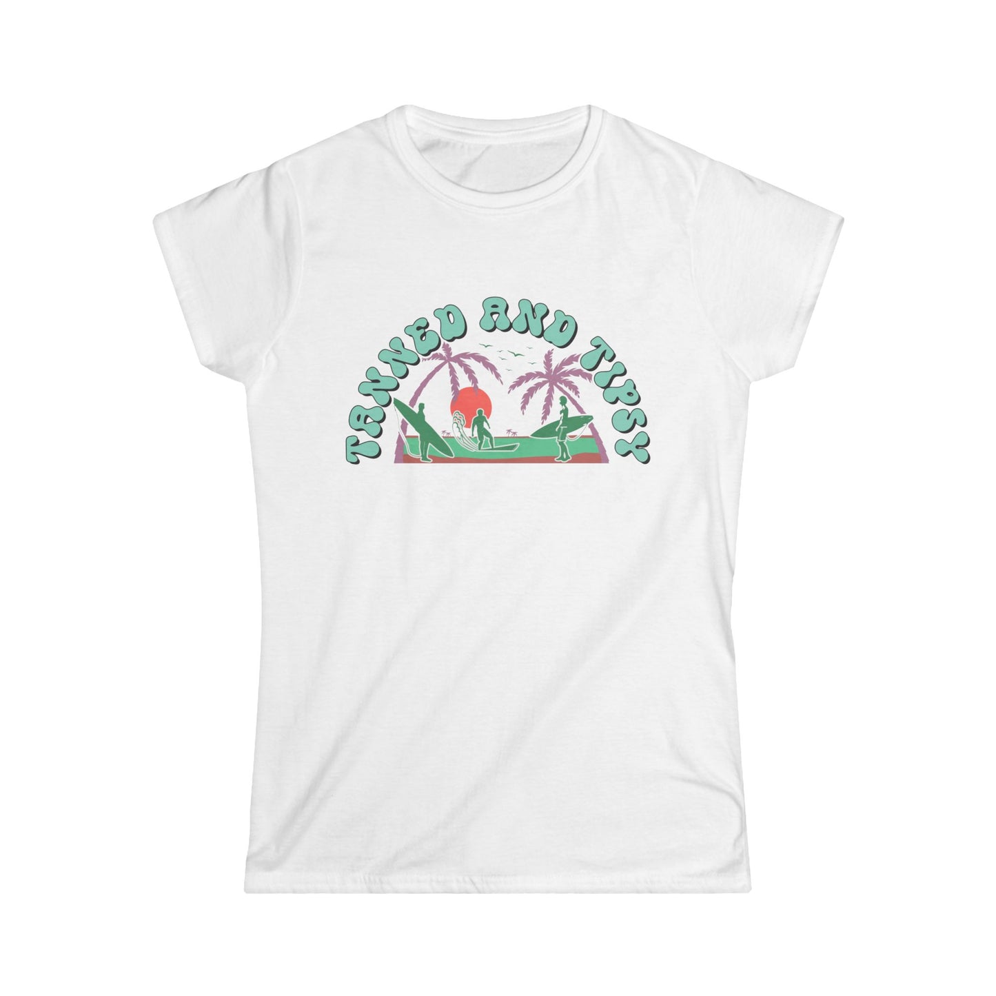 Tropical Vibes Tee - "Tanned and Tipsy" Women's Softstyle Shirt, Summer Casual Wear, Vacation Essentials, Gift for Her, Beach Day Top