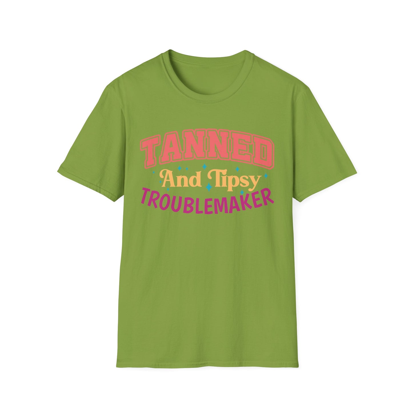 T-Shirt - Tanned and Tipsy Troublemaker Unisex Softstyle Tee