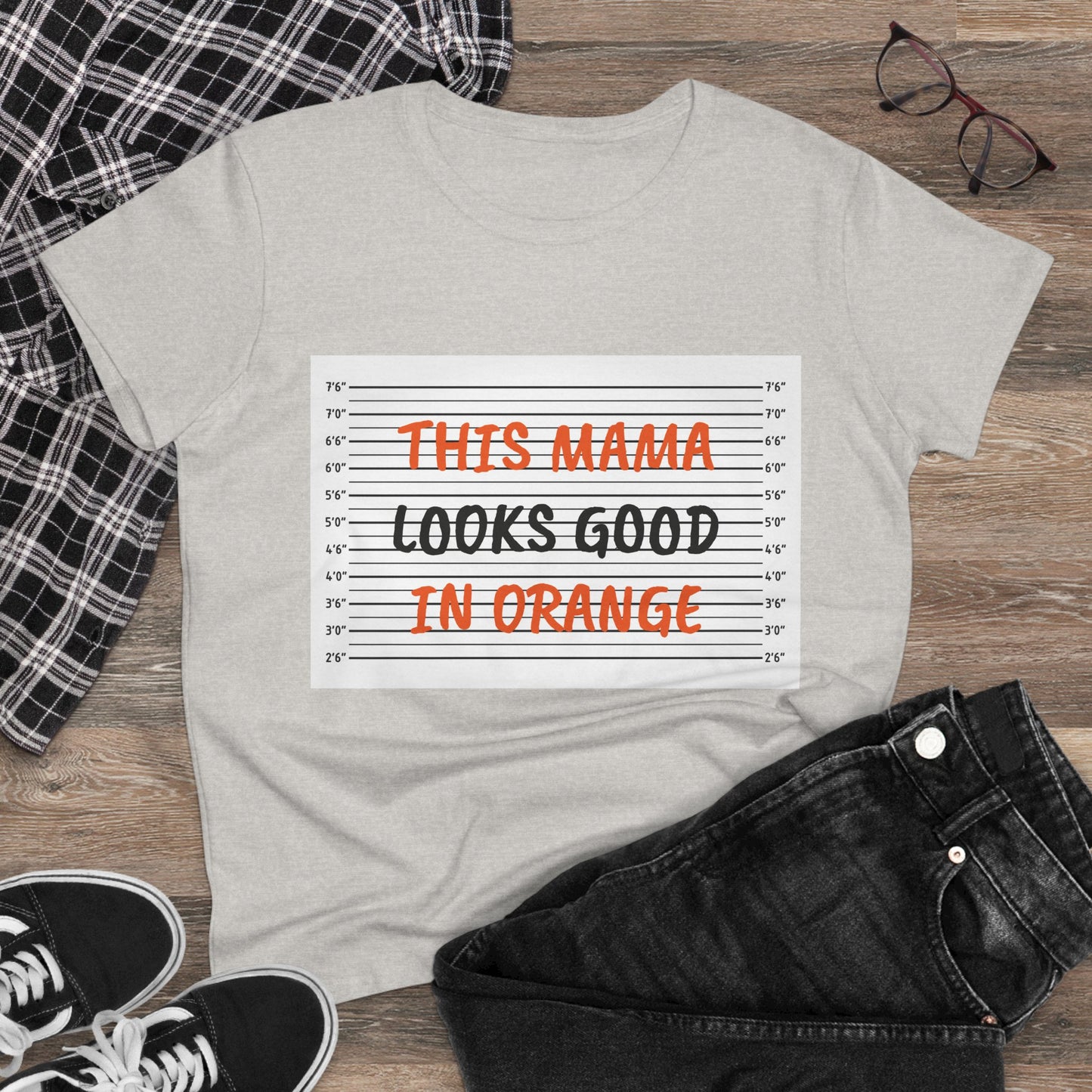 Fun Women's Midweight Cotton Tee - 'This Mama Looks Good in Orange'
