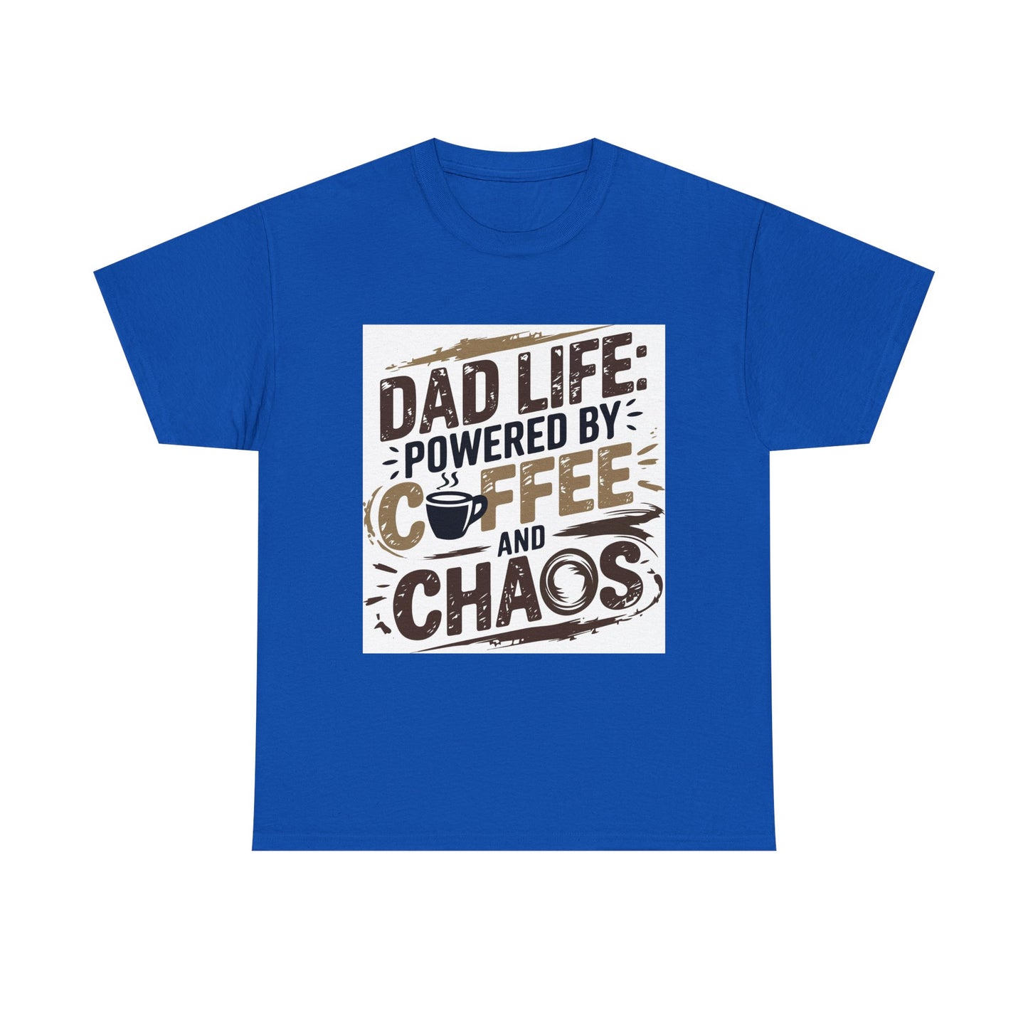 Dad Life Unisex Heavy Cotton Tee - Powered by Coffee and Chaos