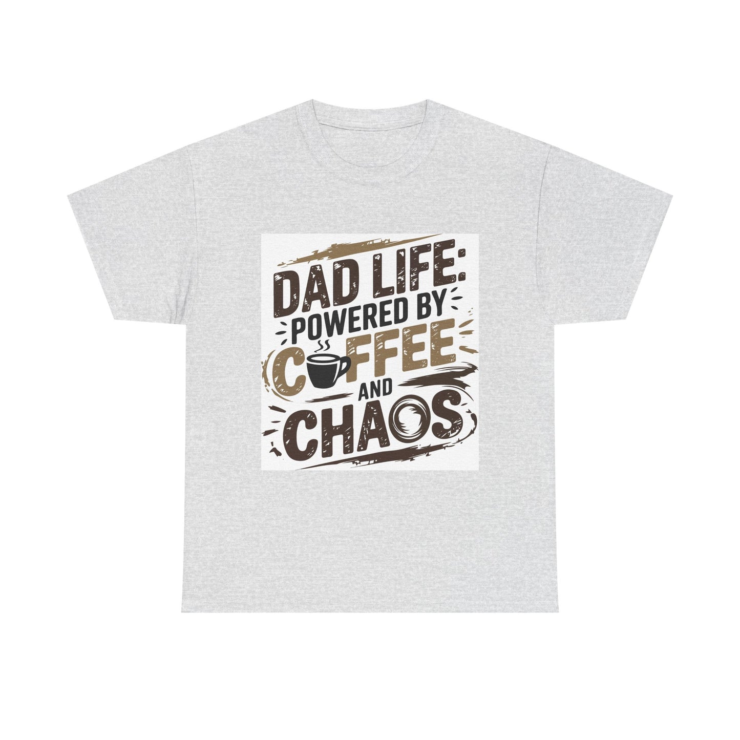 Dad Life Unisex Heavy Cotton Tee - Powered by Coffee and Chaos