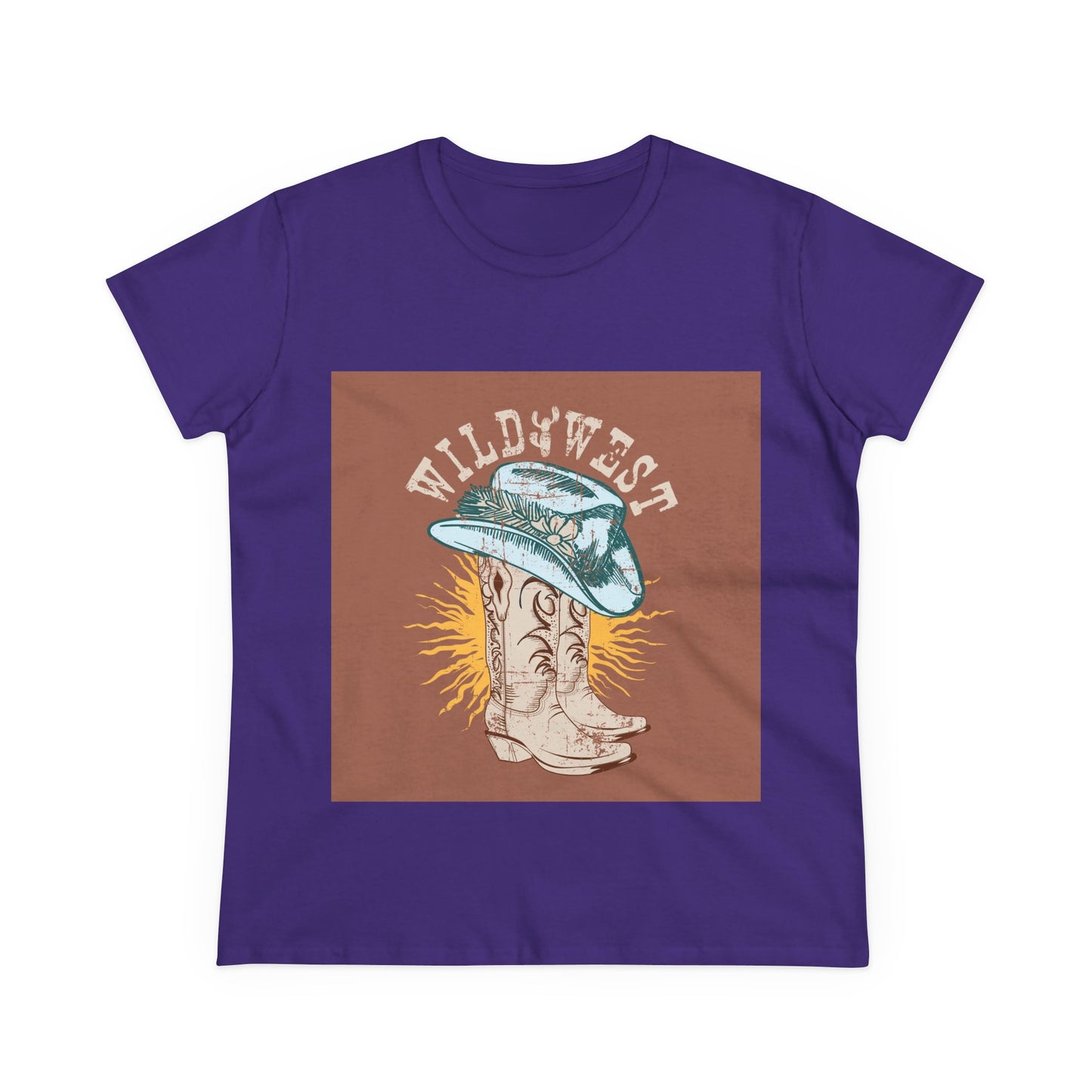 Wild West Women's Cotton Tee - Casual Summer Top, Boho Fashion, Vintage Graphic Shirt, Gift for Cowgirls, Western Wear