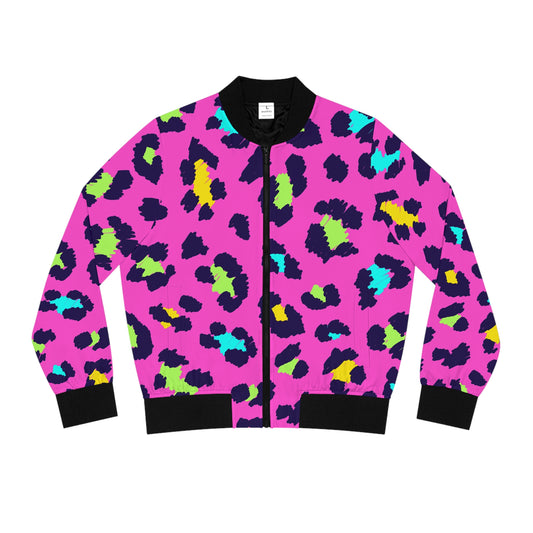 Vibrant Animal Print Women's Bomber Jacket, Stylish Outerwear, Trendy Fashion Piece, Perfect for Casual Wear, Gift for Her, Statement Jacket