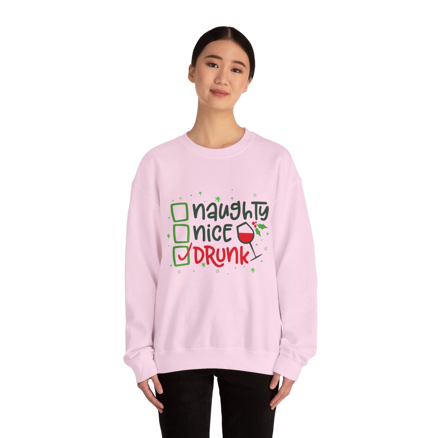 Naughty Nice Drunk Sweatshirt - Unisex Holiday Crewneck