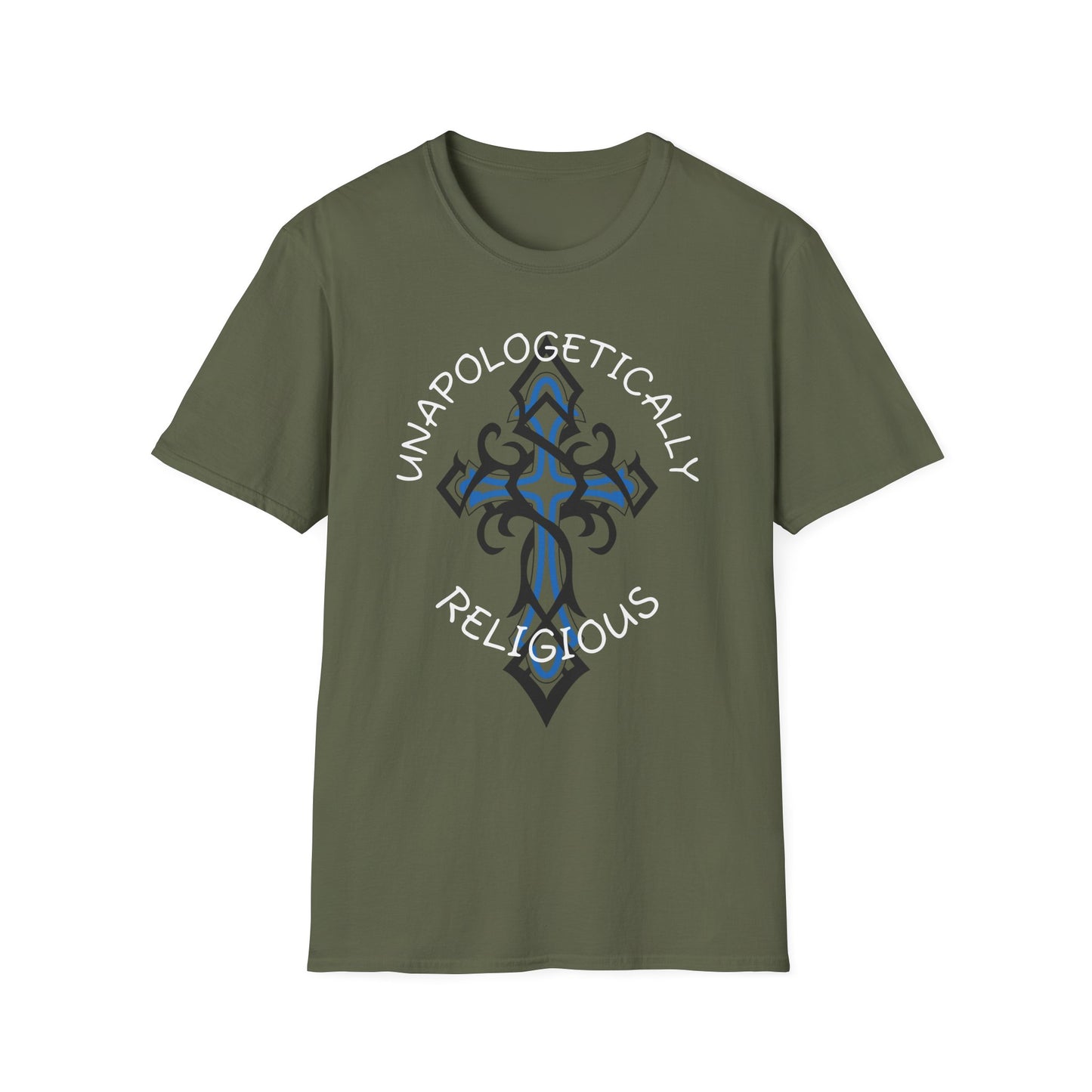 Ornate Cross Unisex Softstyle T-Shirt, Spiritual Tee, Religious Gift, Casual Wear, Unique Graphic Top
