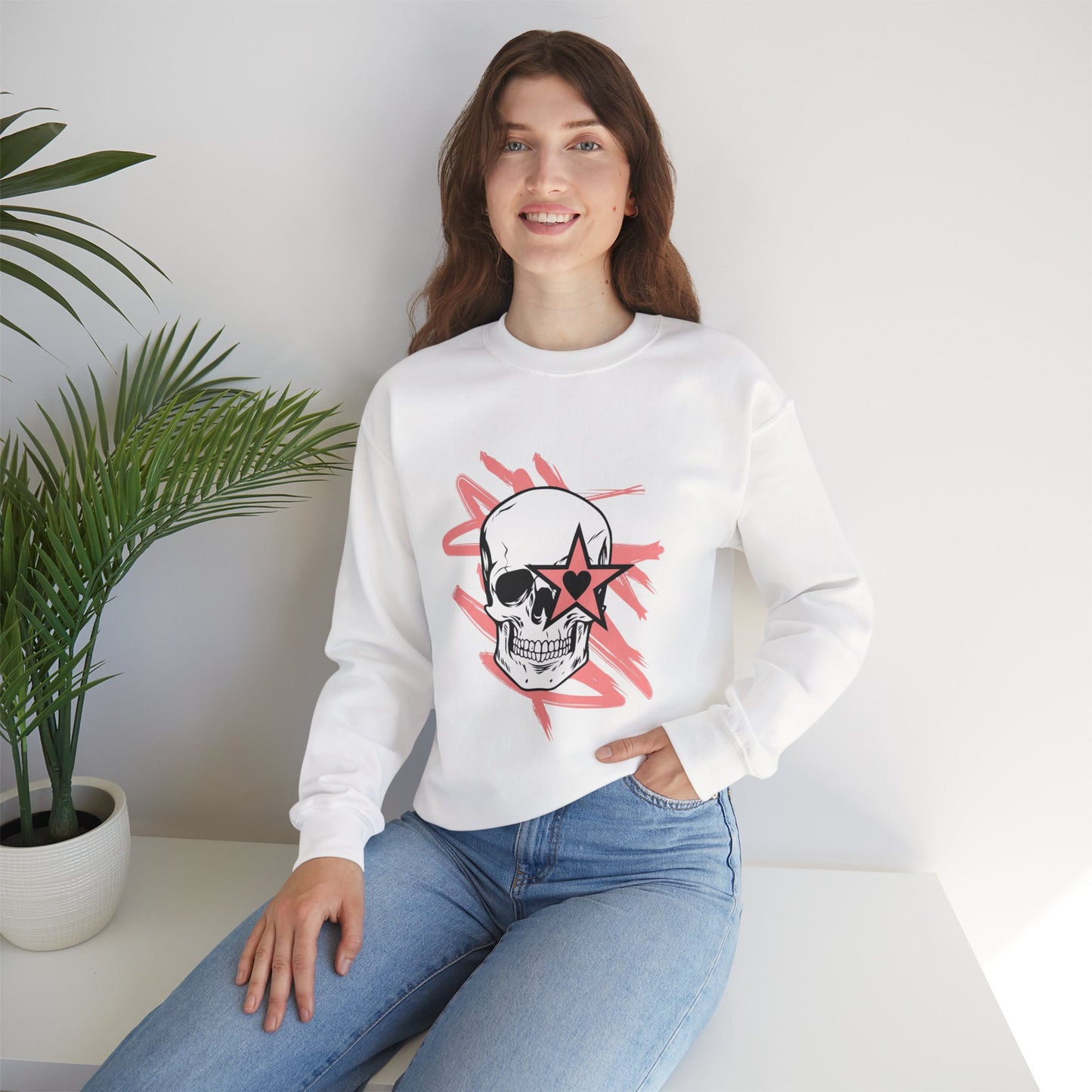 Edgy Skull Graphic Crewneck Sweatshirt - Unisex Heavy Blend™