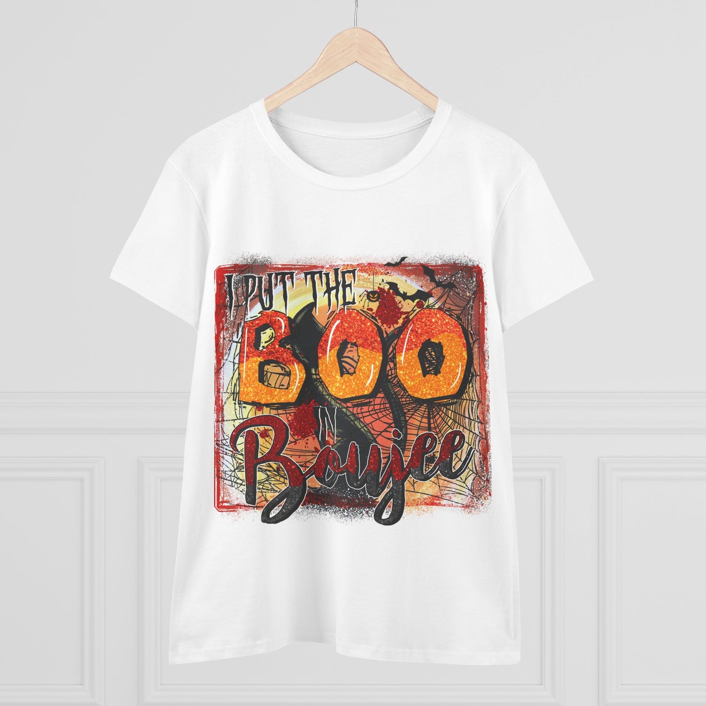 Boo-tiful Cotton Tee for Halloween, Women's Graphic Shirt, Spooky Vibes, Casual Wear, Gift for Her