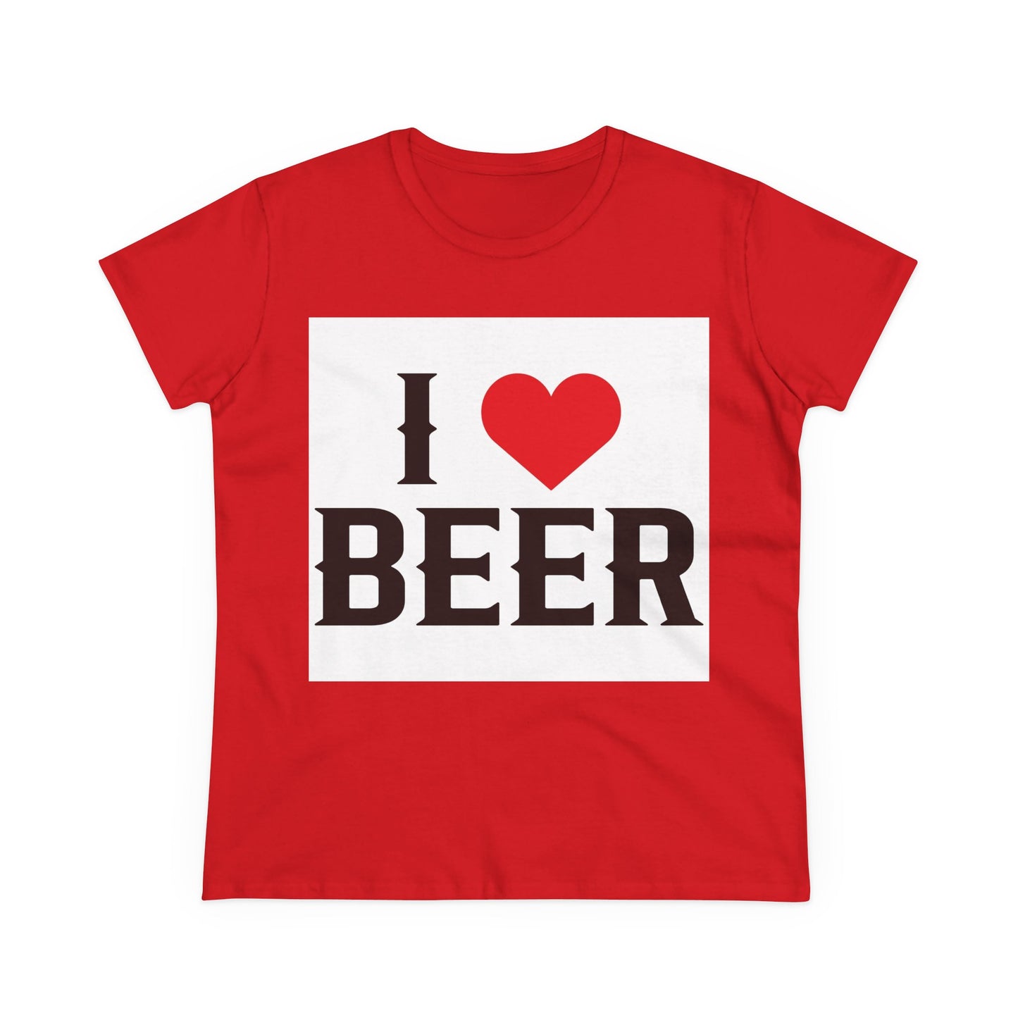 I Love Beer Women's Midweight Cotton Tee, Beer Lover Shirt, Gift for Beer Enthusiasts, Casual Everyday Wear, Fun Party Tee
