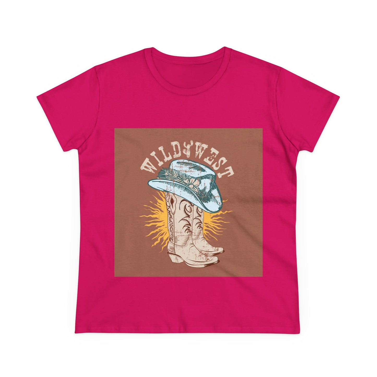 Wild West Women's Cotton Tee - Casual Summer Top, Boho Fashion, Vintage Graphic Shirt, Gift for Cowgirls, Western Wear