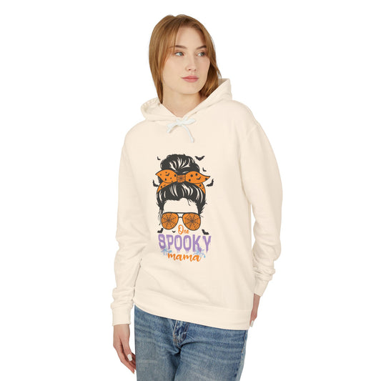 Spooky Mama Hoodie, Lightweight Sweatshirt for Halloween, Seasonal Casual Wear, Perfect Gift for Moms, Cozy Fall Fashion