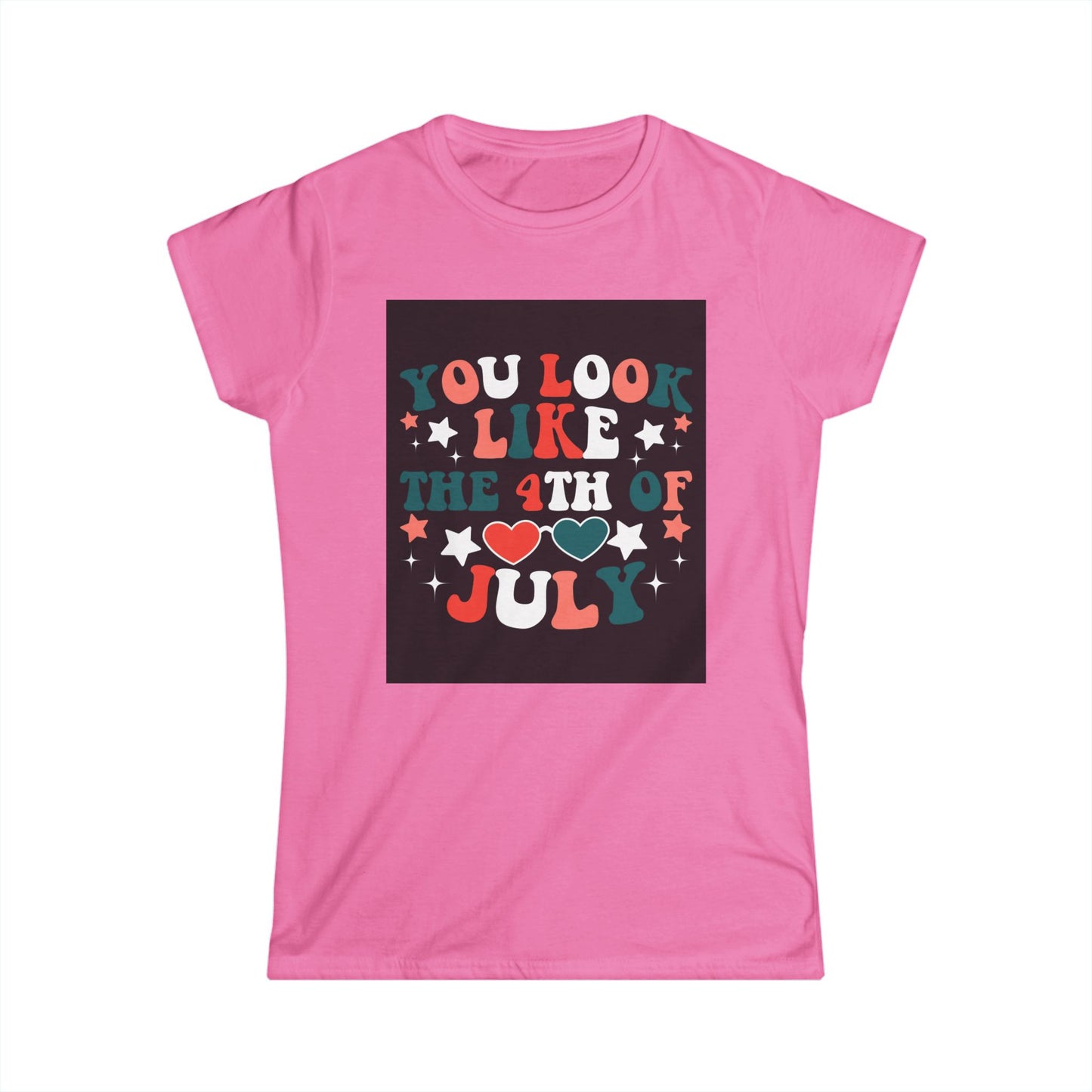 Fourth of July Women’s Tee, Patriotic Softstyle T-Shirt, Summer Celebration Top, Independence Day Apparel, 4th of July Gift