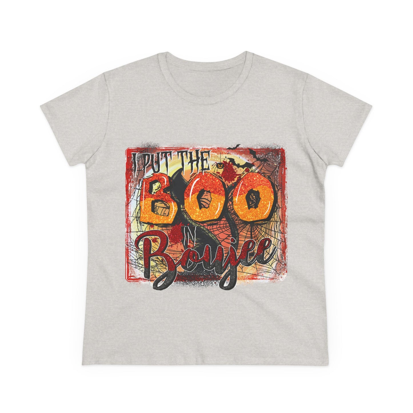 Boo-tiful Cotton Tee for Halloween, Women's Graphic Shirt, Spooky Vibes, Casual Wear, Gift for Her