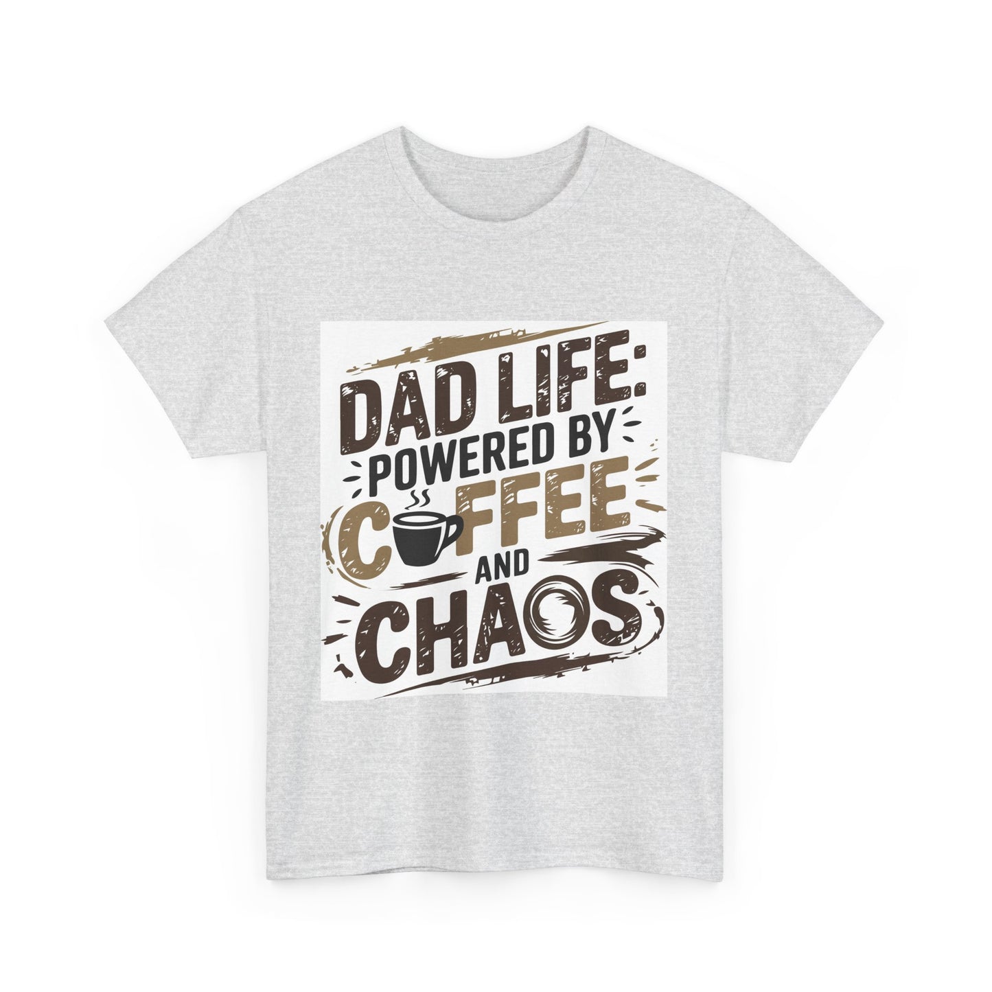 Dad Life Unisex Heavy Cotton Tee - Powered by Coffee and Chaos