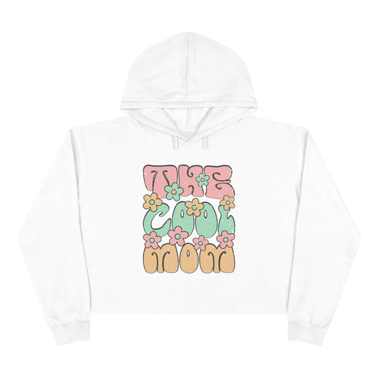 Retro Floral Crop Hoodie - 'This Cool Mood' - Trendy Spring Fashion