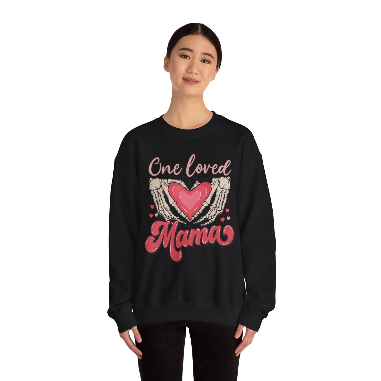 One Loved Mama Crewneck Sweatshirt, Perfect Gift for Moms, Cozy Layer for Birthdays, Mother's Day, Heartfelt Gift Idea