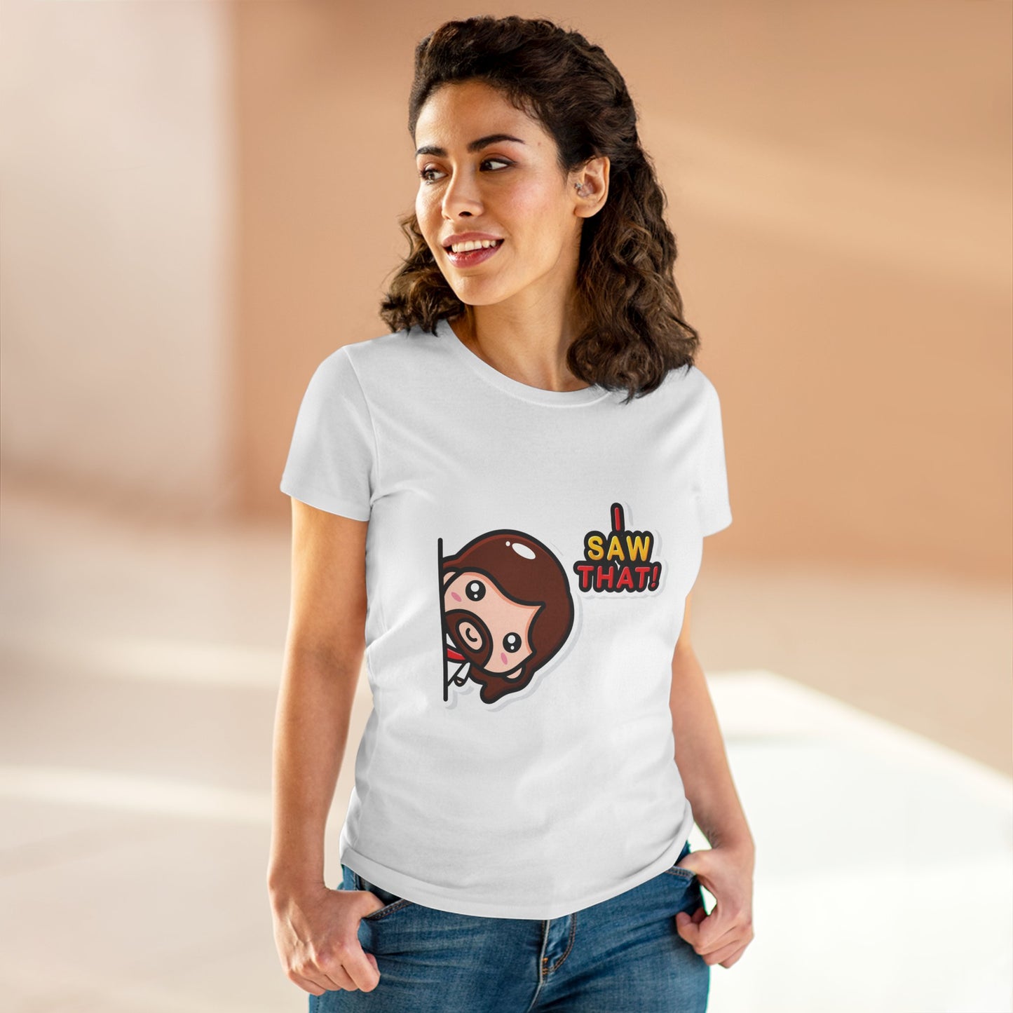 Funny Women’s Cotton Tee - 'I Saw That!' Graphic T-Shirt