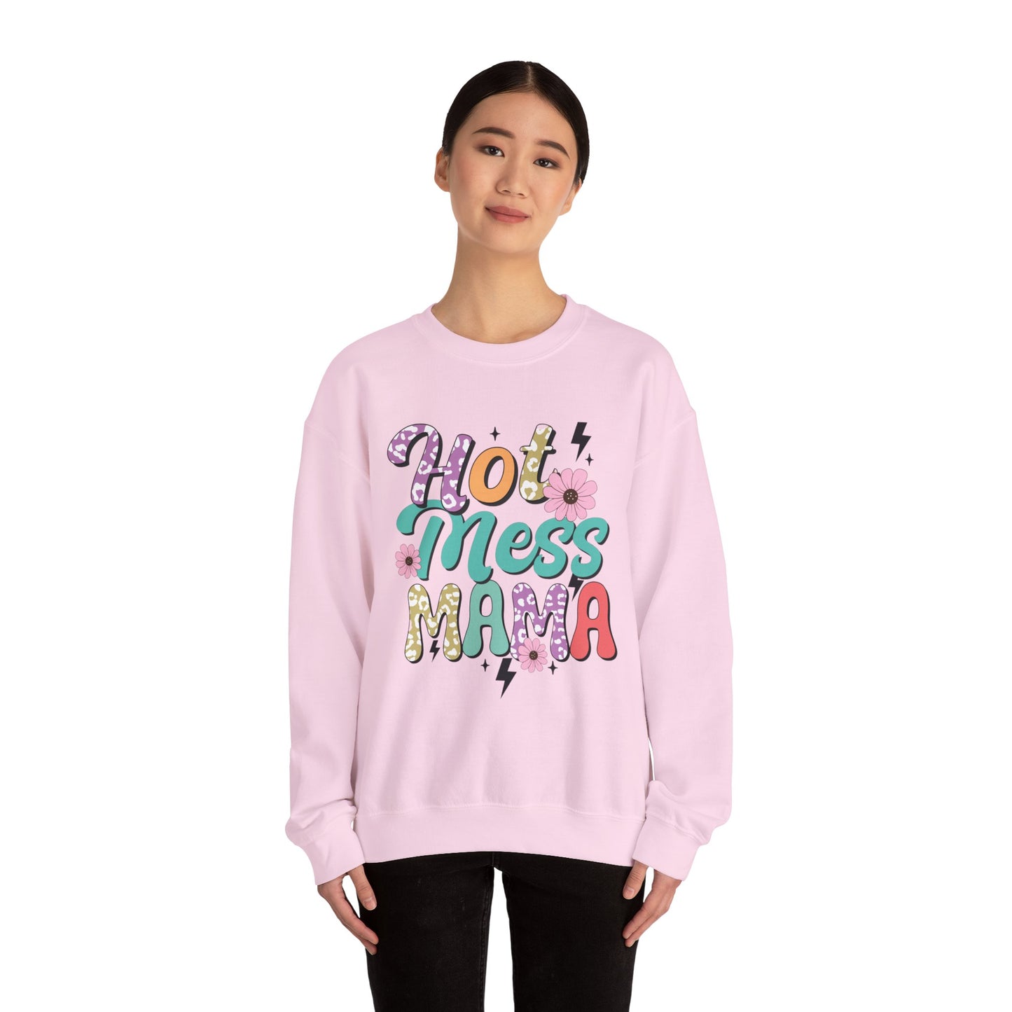 Hot Mess Mama Sweatshirt | Cozy Gift for Moms | Fun and Stylish Crewneck | Perfect for Casual Wear, Birthdays, Mother’s Day, Celebrations