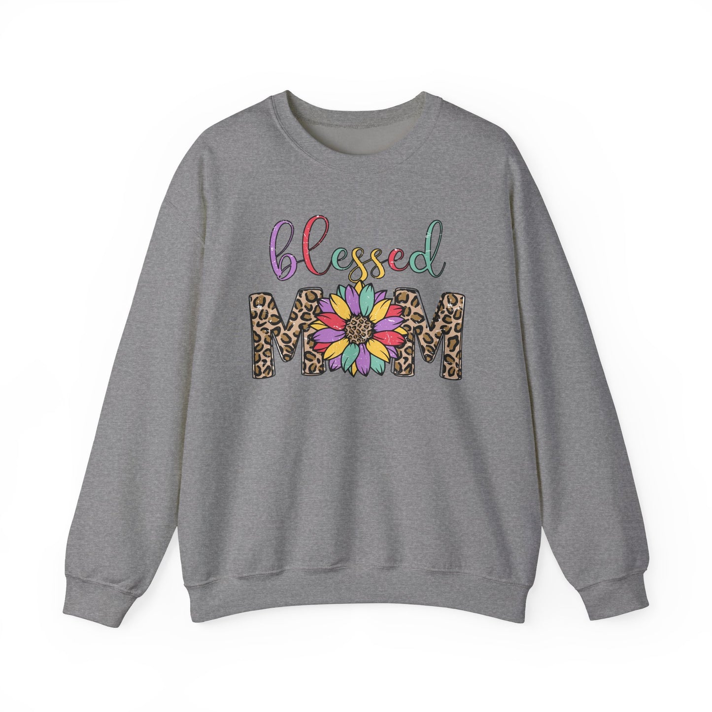 Blessed Mom Leopard Floral Crewneck Sweatshirt
