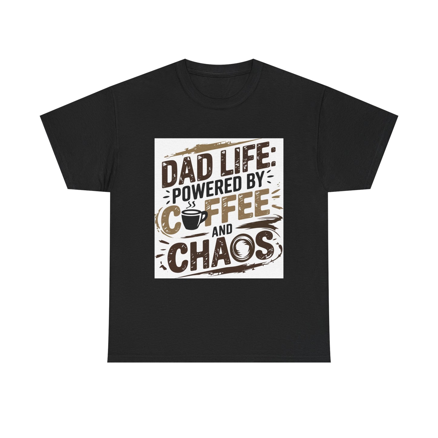 Dad Life Unisex Heavy Cotton Tee - Powered by Coffee and Chaos