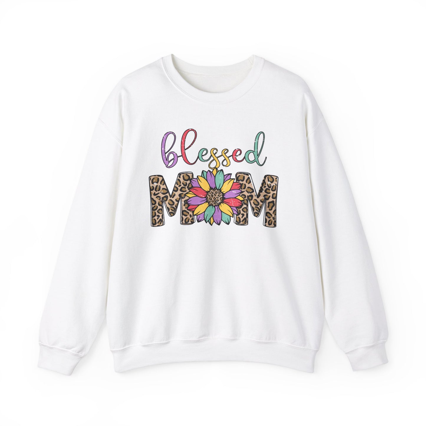 Blessed Mom Leopard Floral Crewneck Sweatshirt